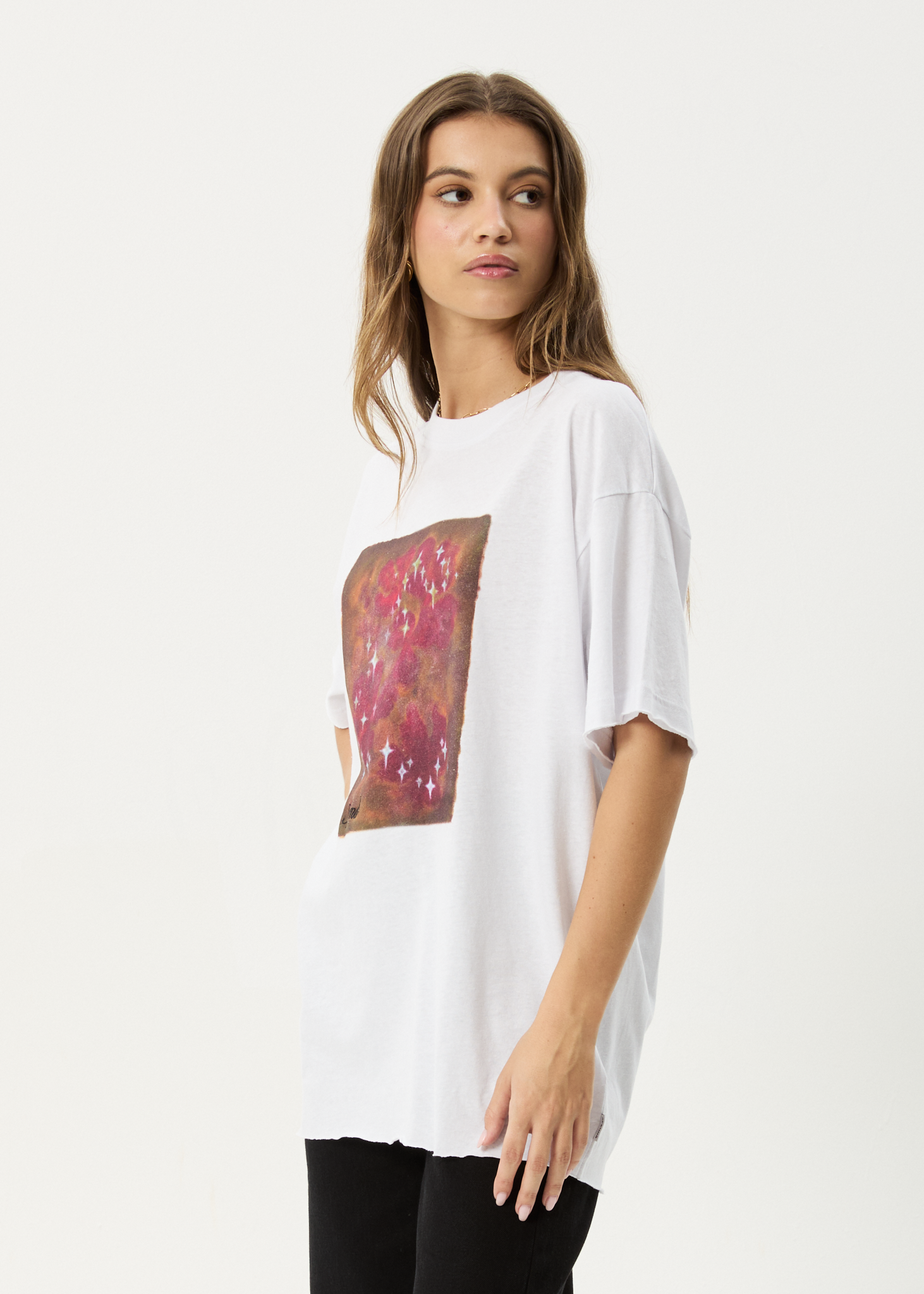 AFENDS Womens Dark Heaven - Oversized Tee - White