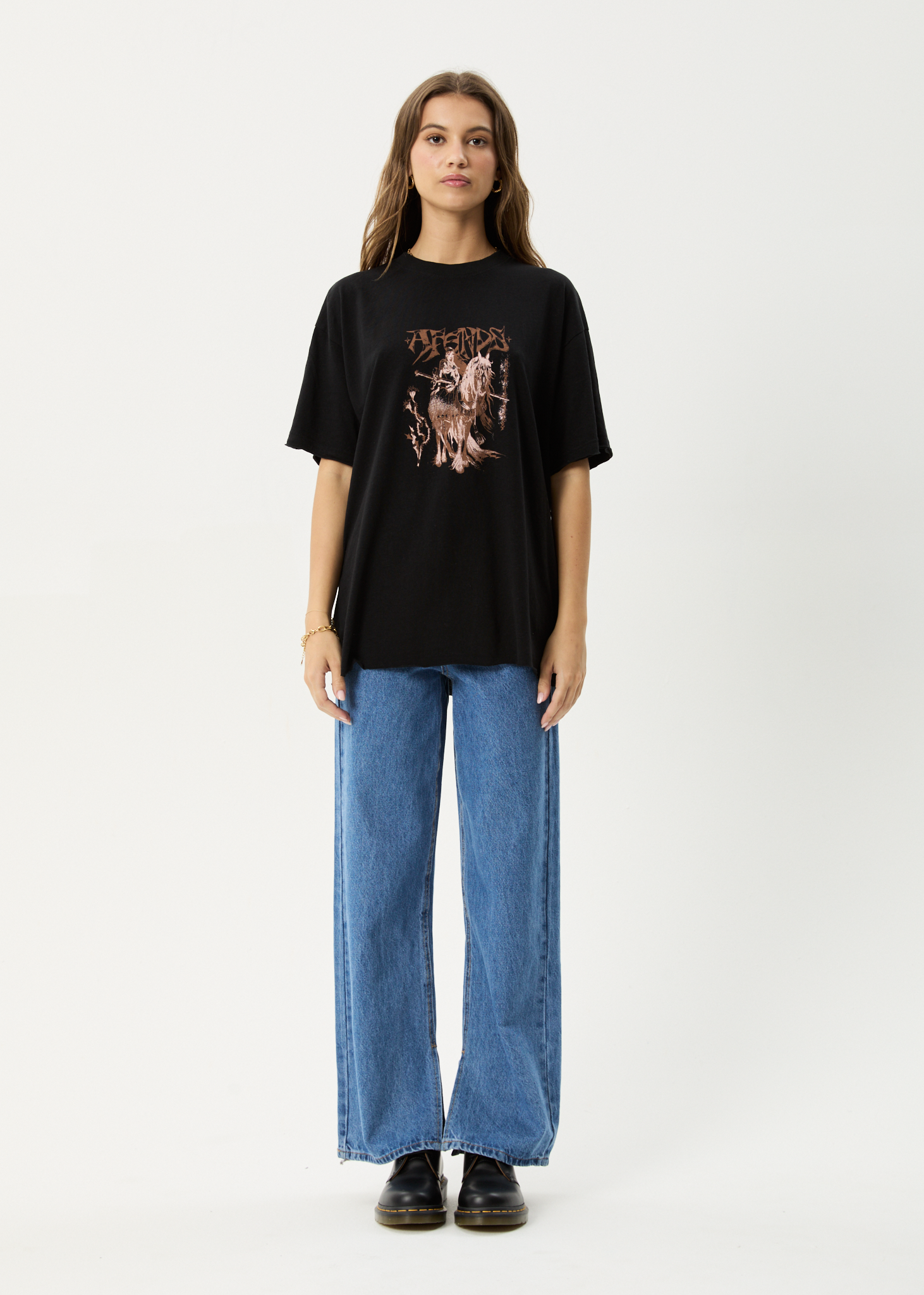 AFENDS Womens Shield Maiden - Oversized Tee - Black