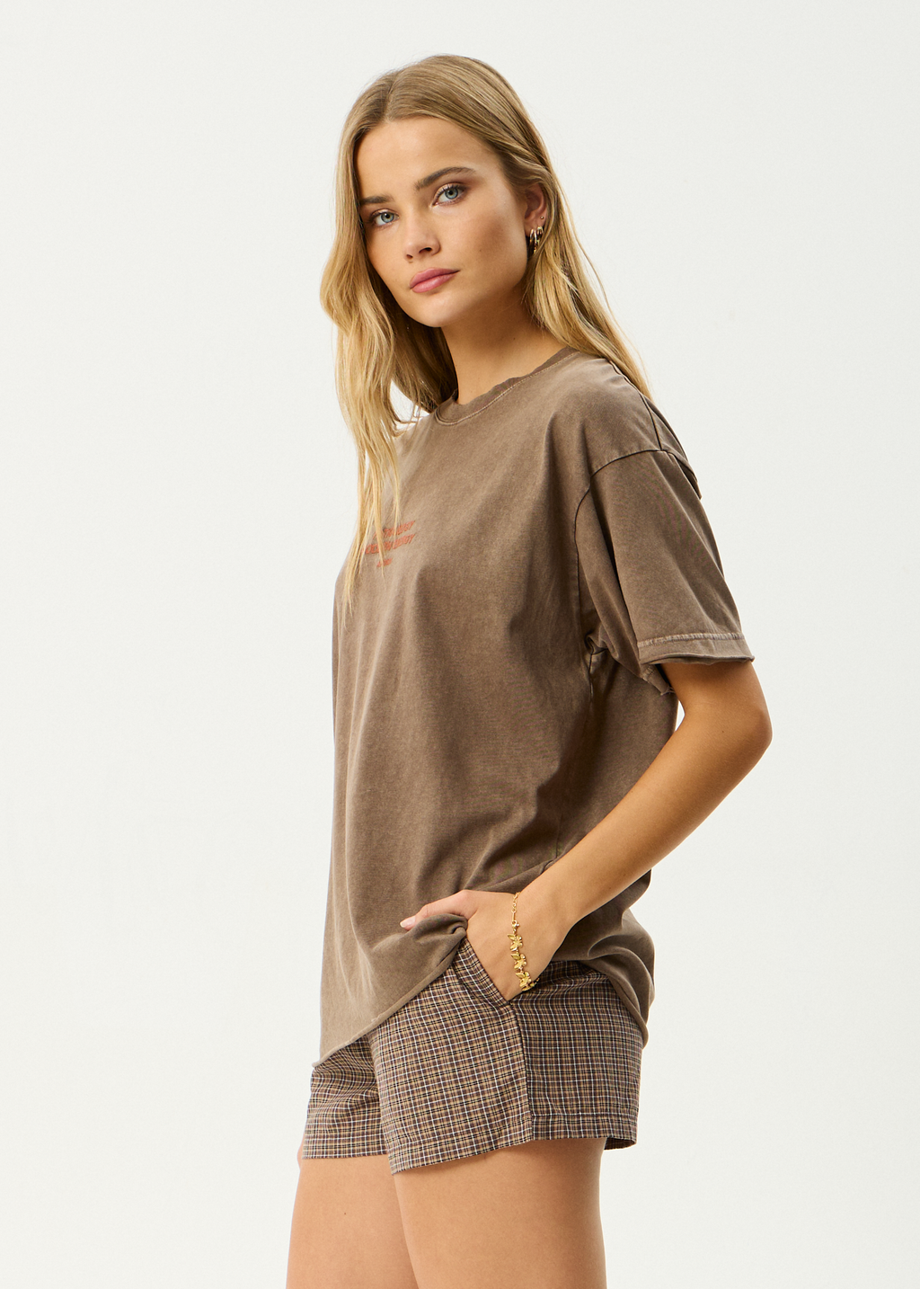 AFENDS Womens Fatigued - Oversized Tee - Coffee