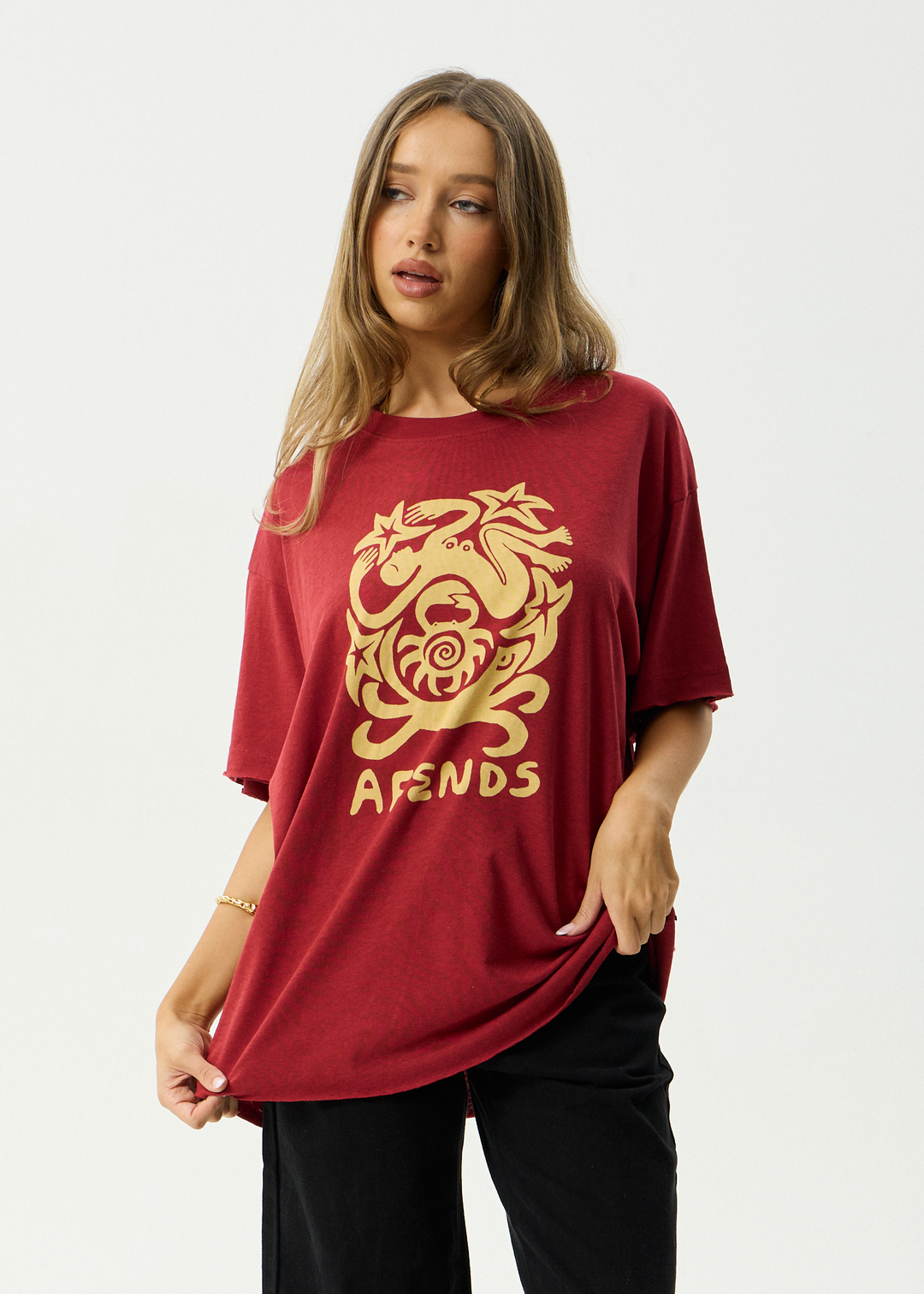 AFENDS Womens Anjuna - Oversized Tee - Ketchup