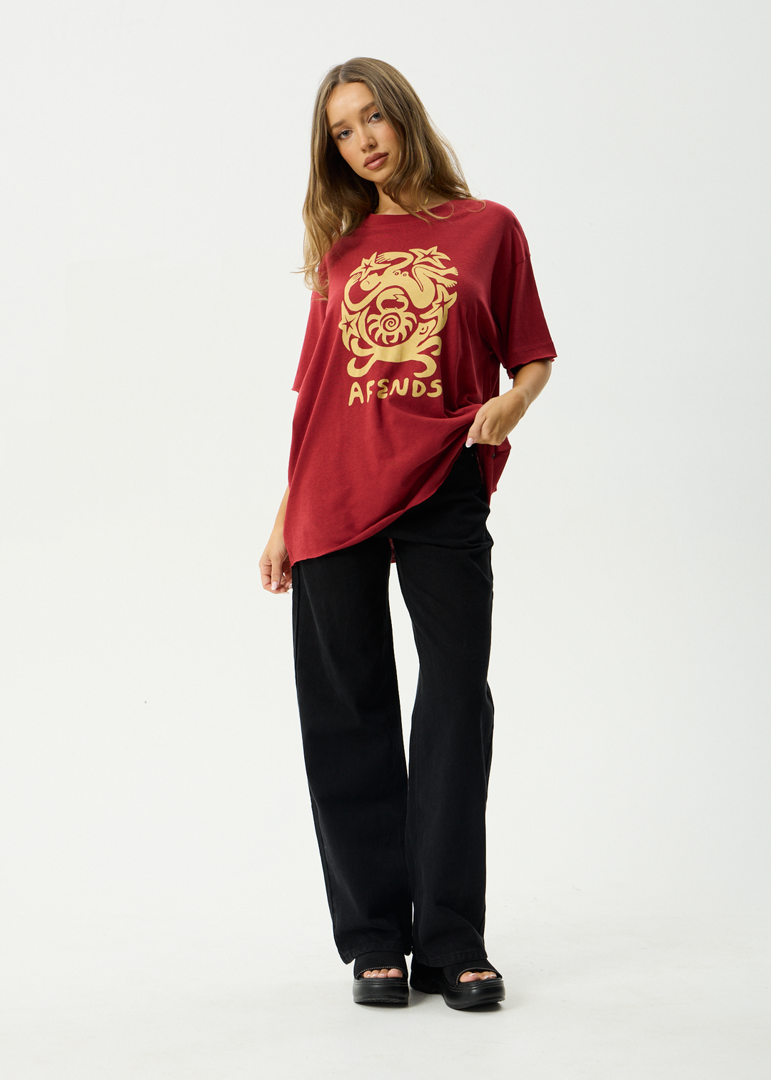 AFENDS Womens Anjuna - Oversized Tee - Ketchup