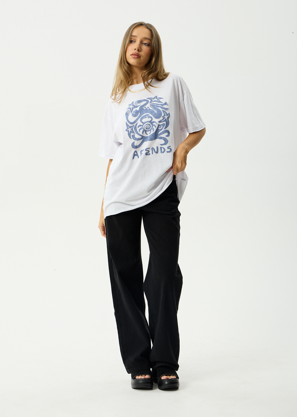 AFENDS Womens Anjuna - Oversized Tee - White