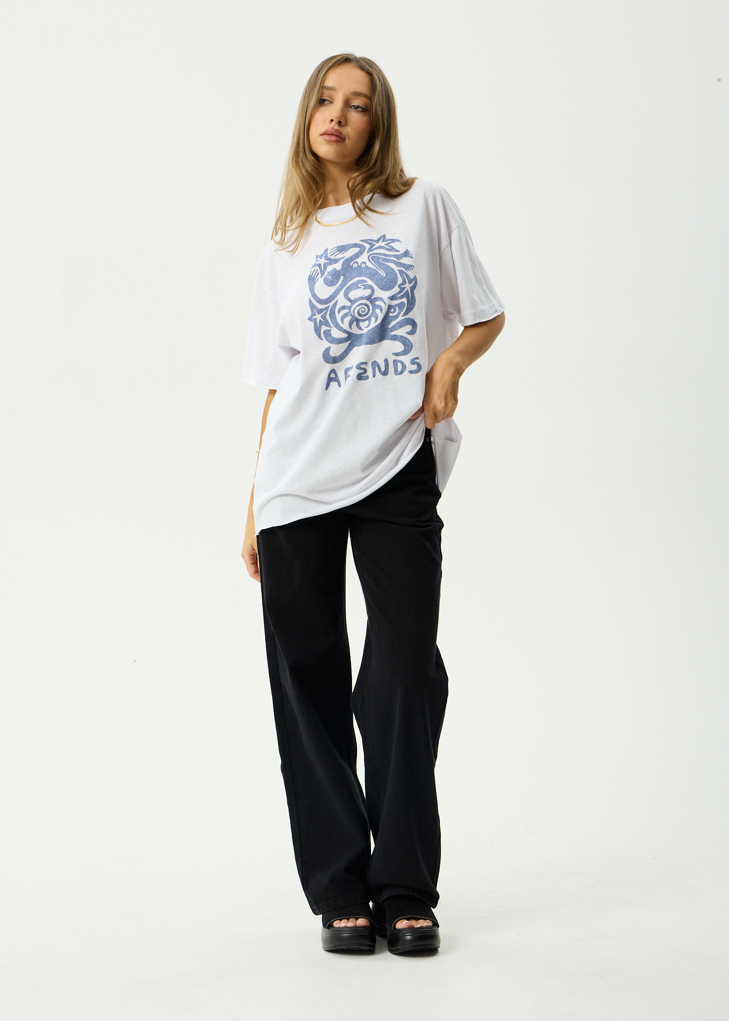 AFENDS Womens Anjuna - Oversized Tee - White