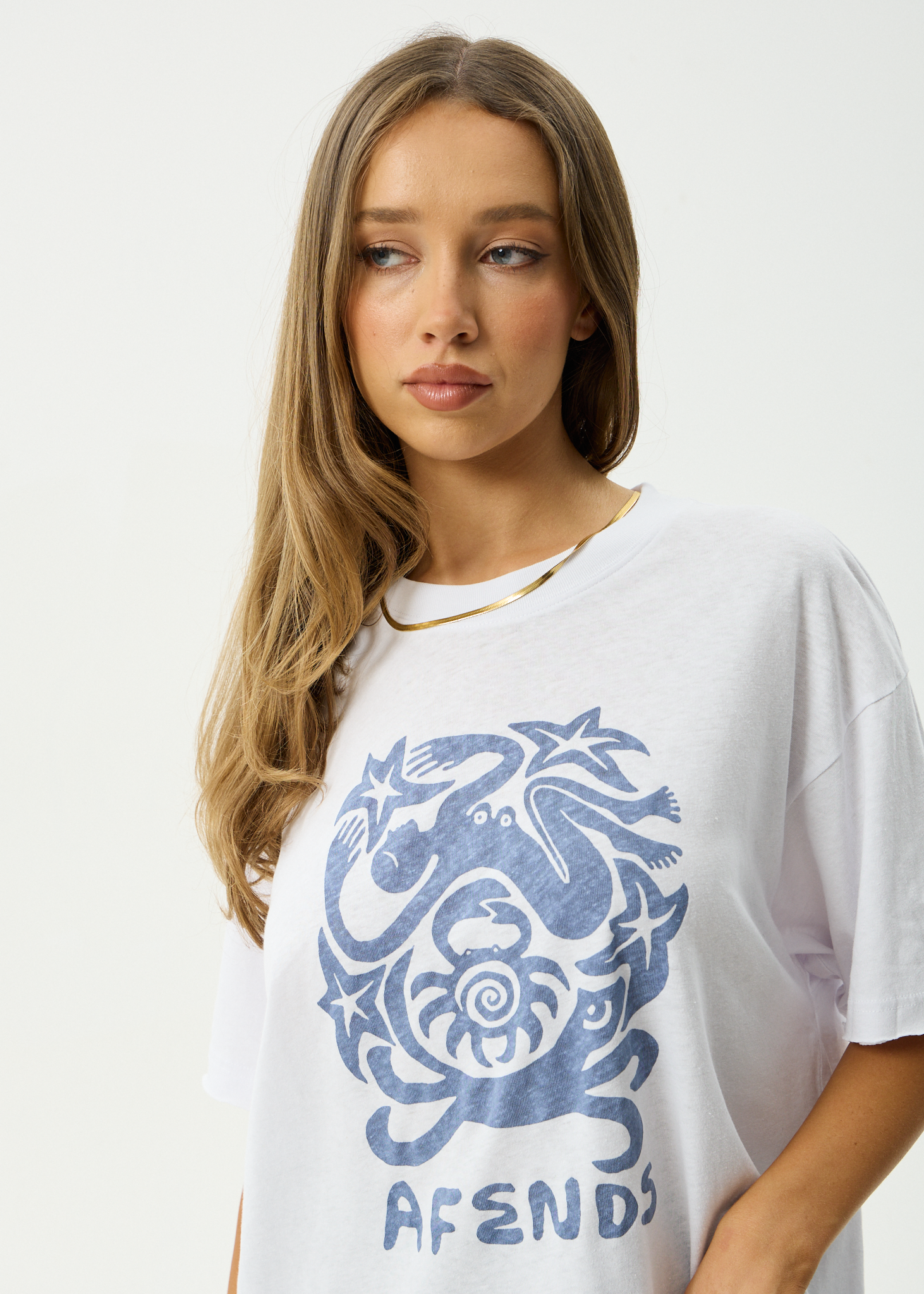 AFENDS Womens Anjuna - Oversized Tee - White