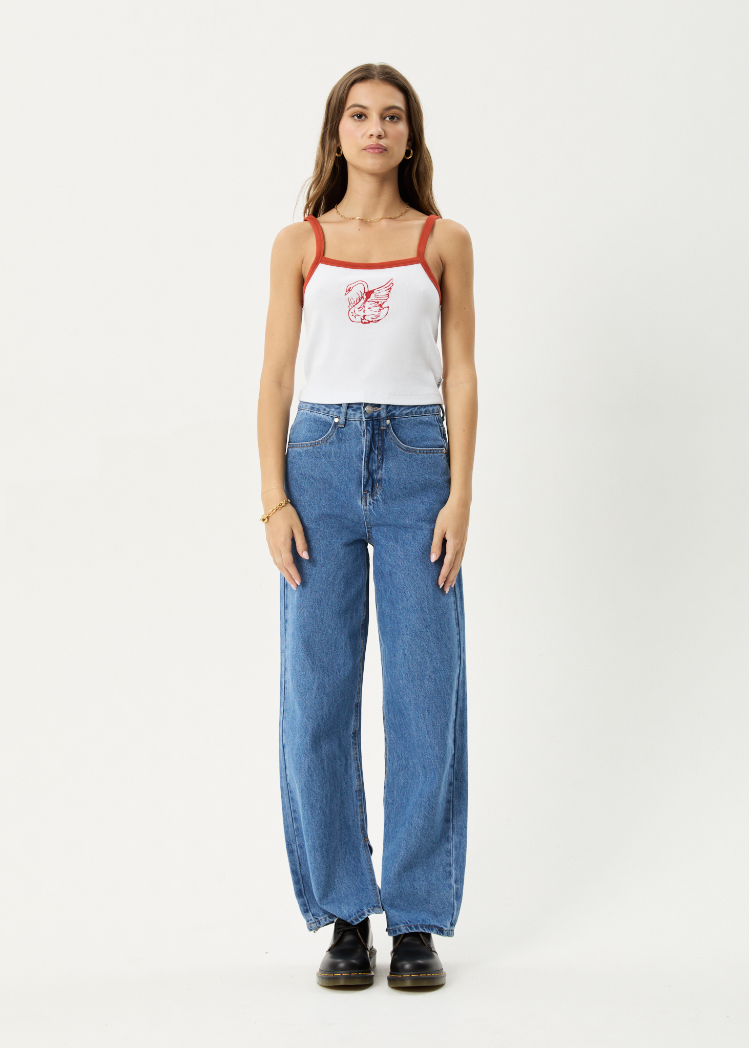 AFENDS Womens Cygnet - Rib Singlet - White