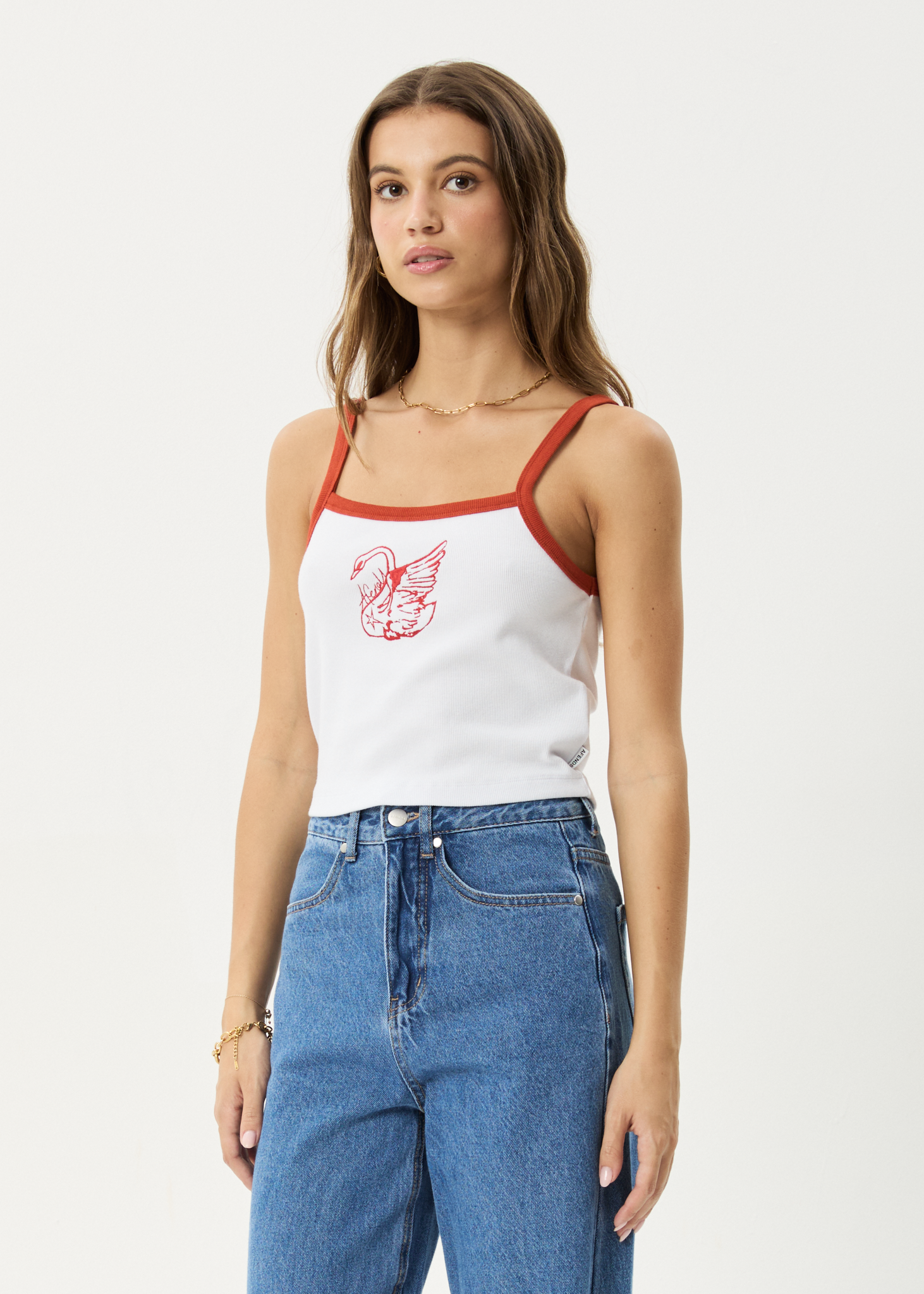 AFENDS Womens Cygnet - Rib Singlet - White