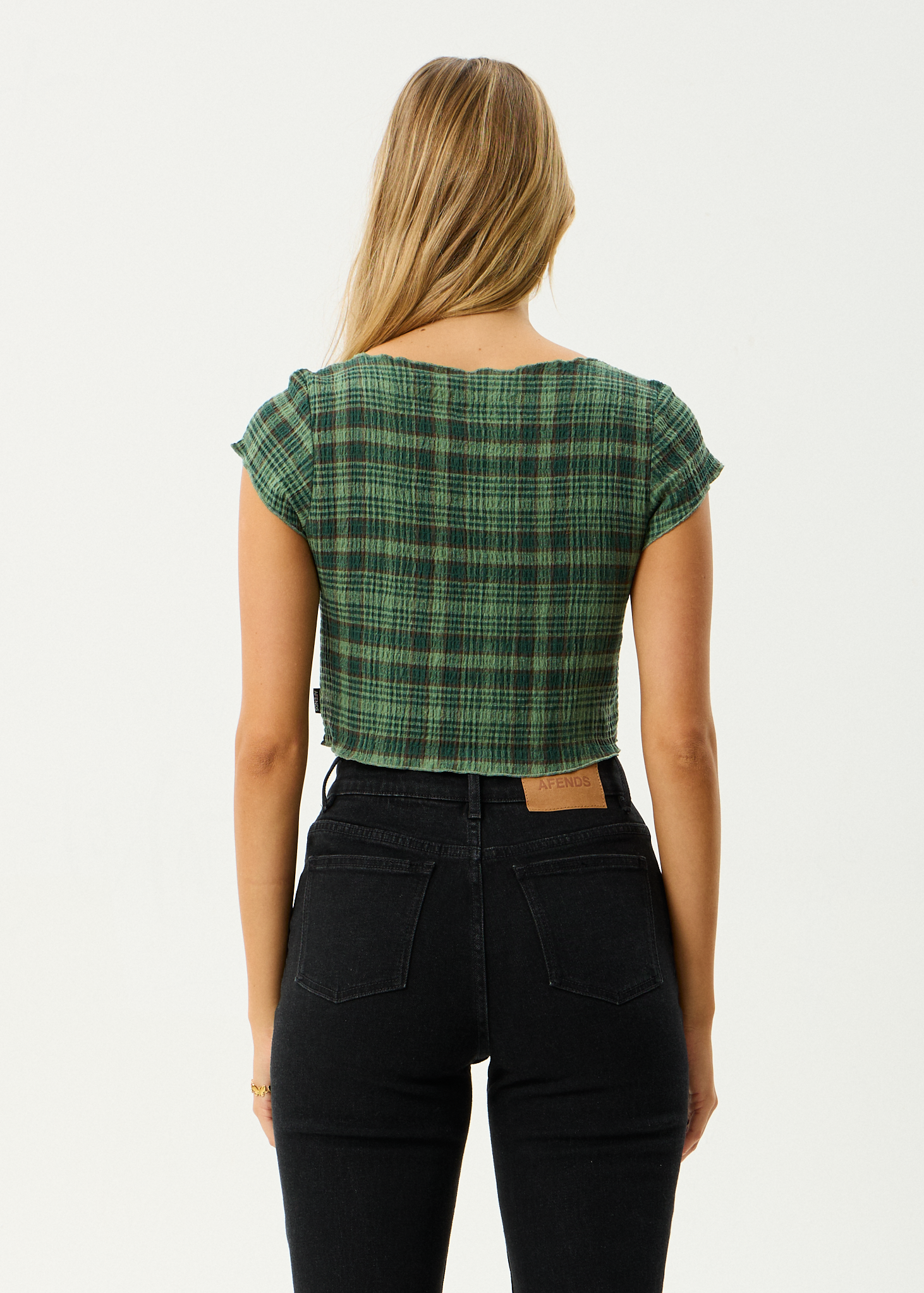 AFENDS Womens Lonnie - Seersucker Top - Hunter Green