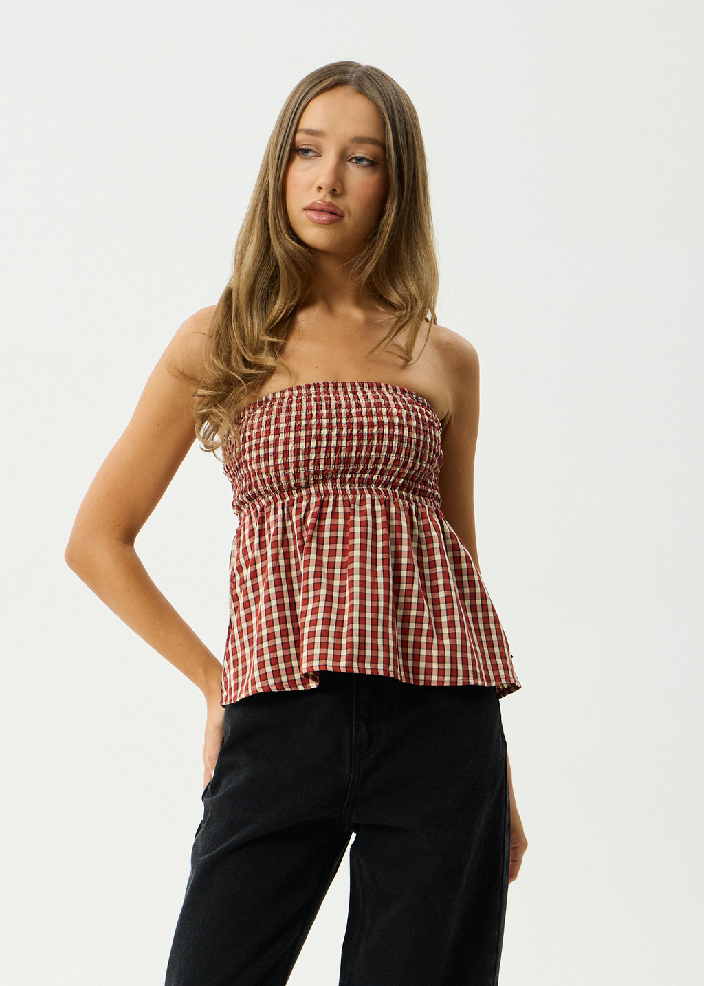 AFENDS Womens Austin - Top - Red Rum