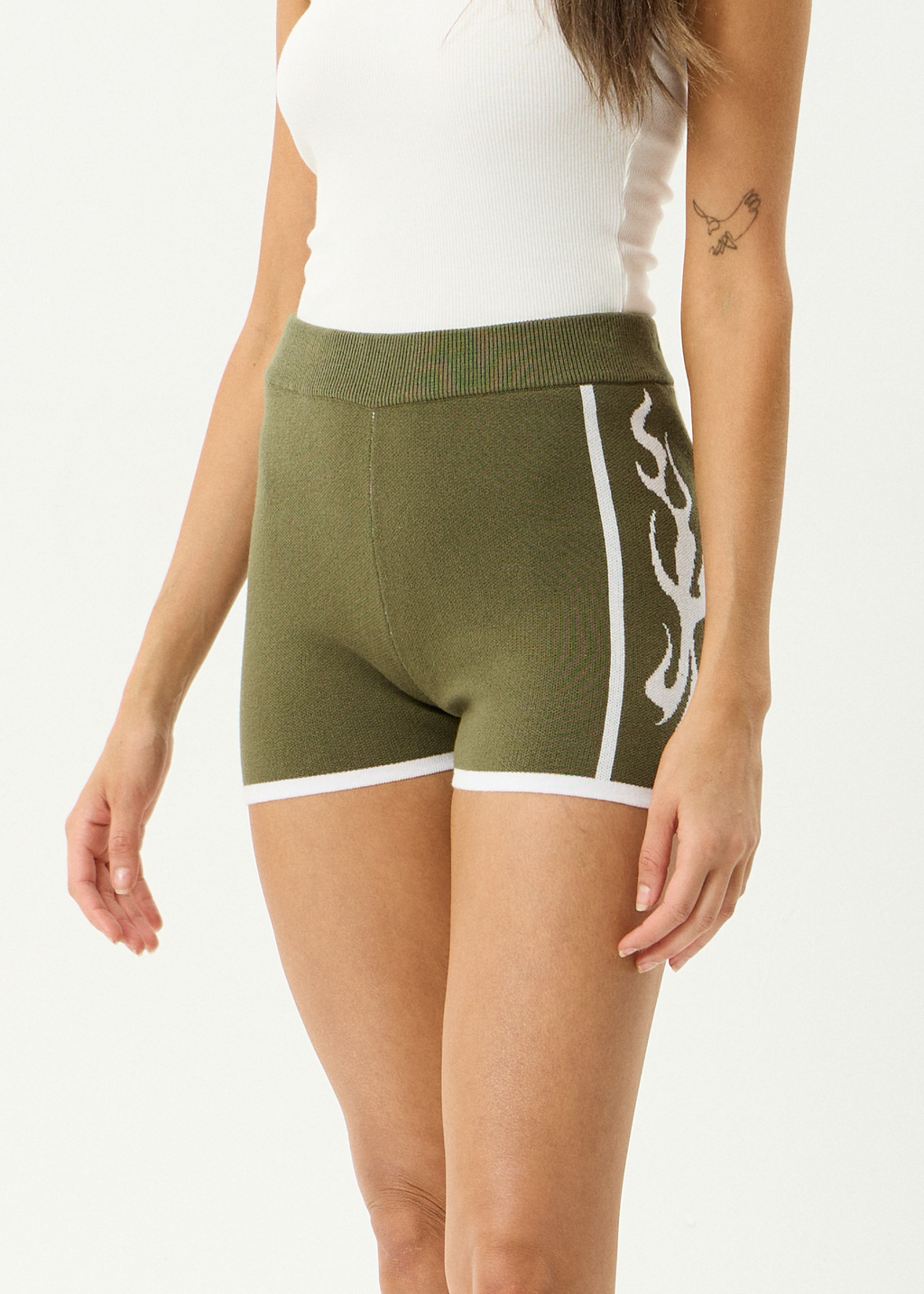 AFENDS Womens Blaze - Recycled Knit Short - Deep Olive