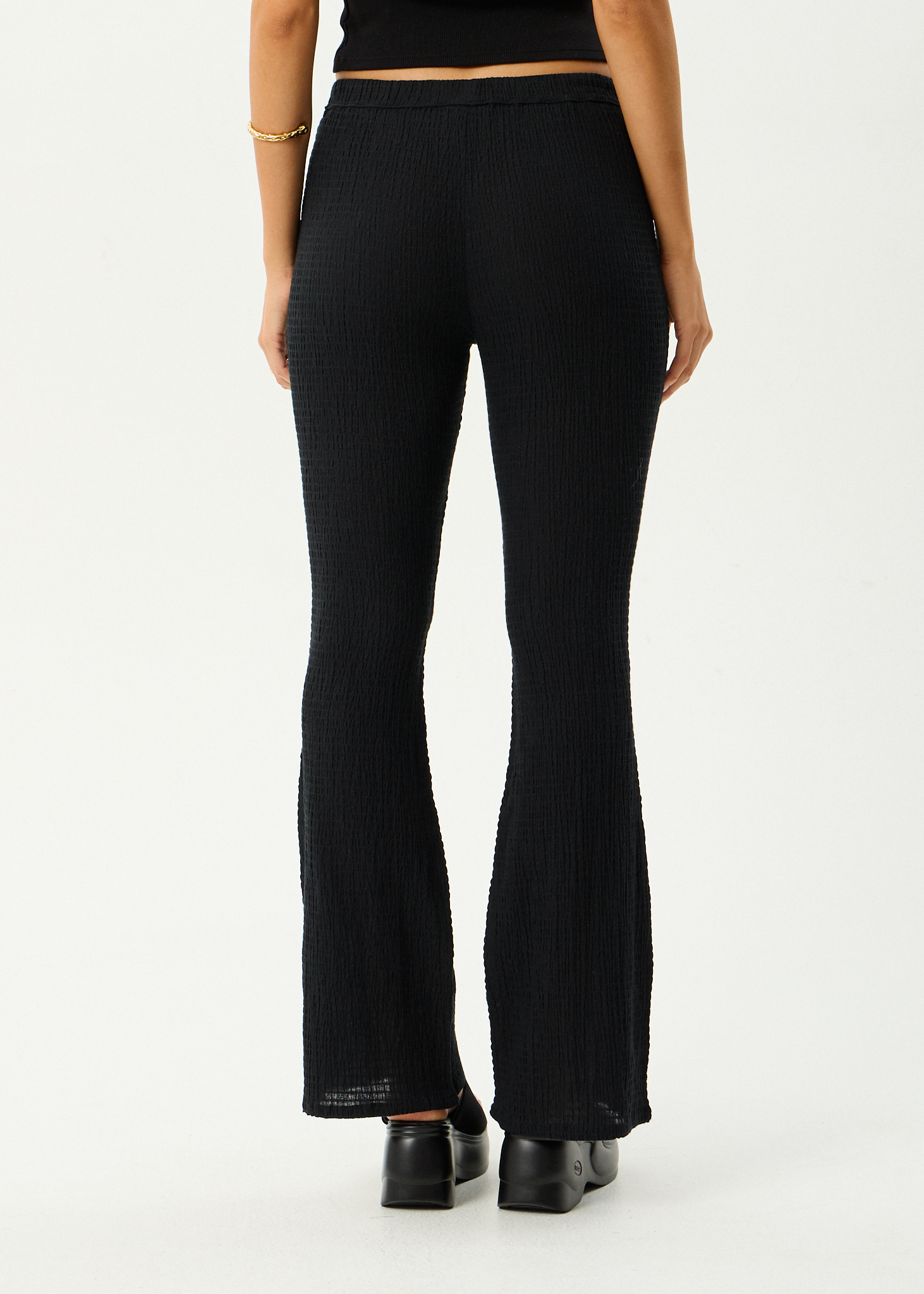 AFENDS Womens Focus - Seersucker Flare Pant - Black