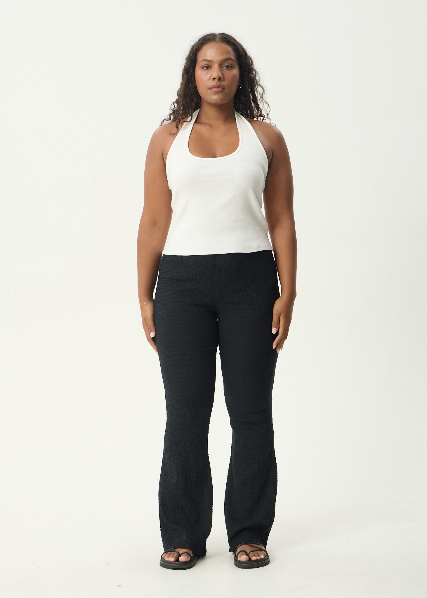 AFENDS Womens Focus - Seersucker Flare Pant - Black AFENDS Womens Focus - Seersucker Flare Pant - Black