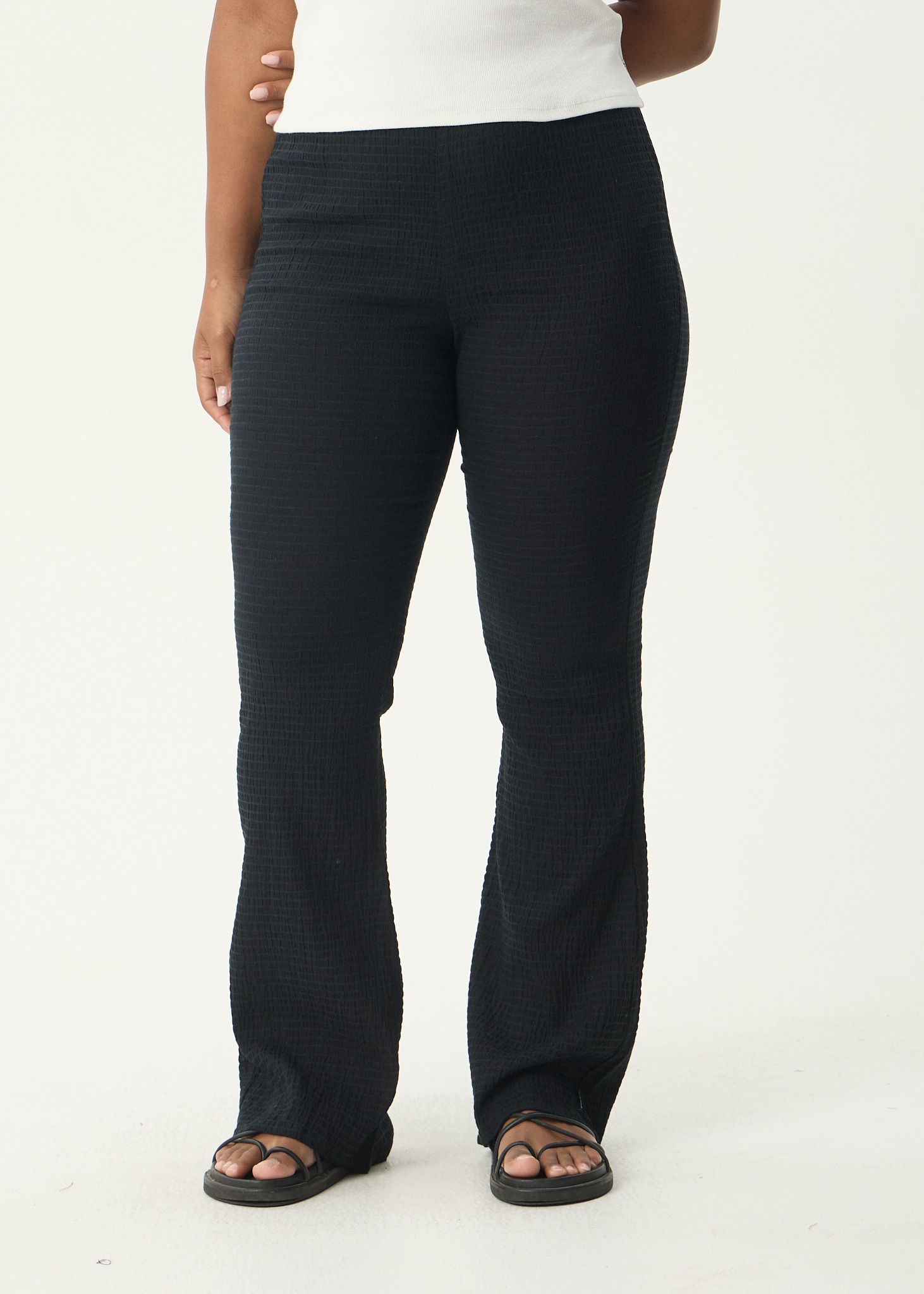 AFENDS Womens Focus - Seersucker Flare Pant - Black