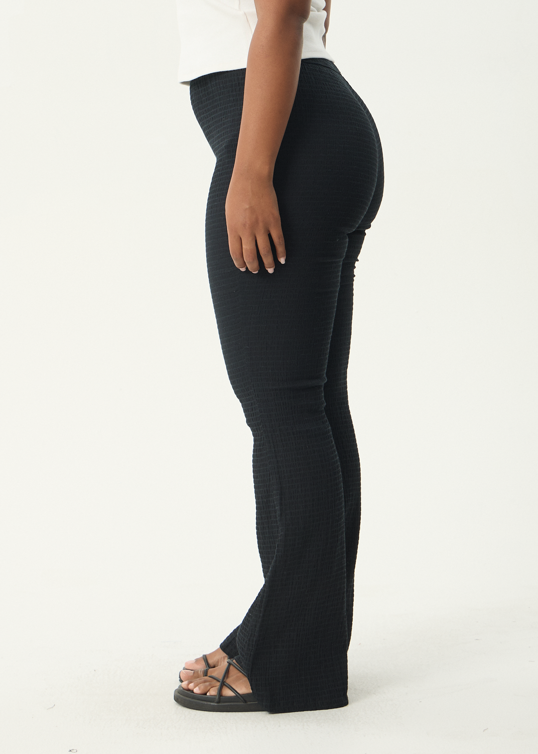 AFENDS Womens Focus - Seersucker Flare Pant - Black