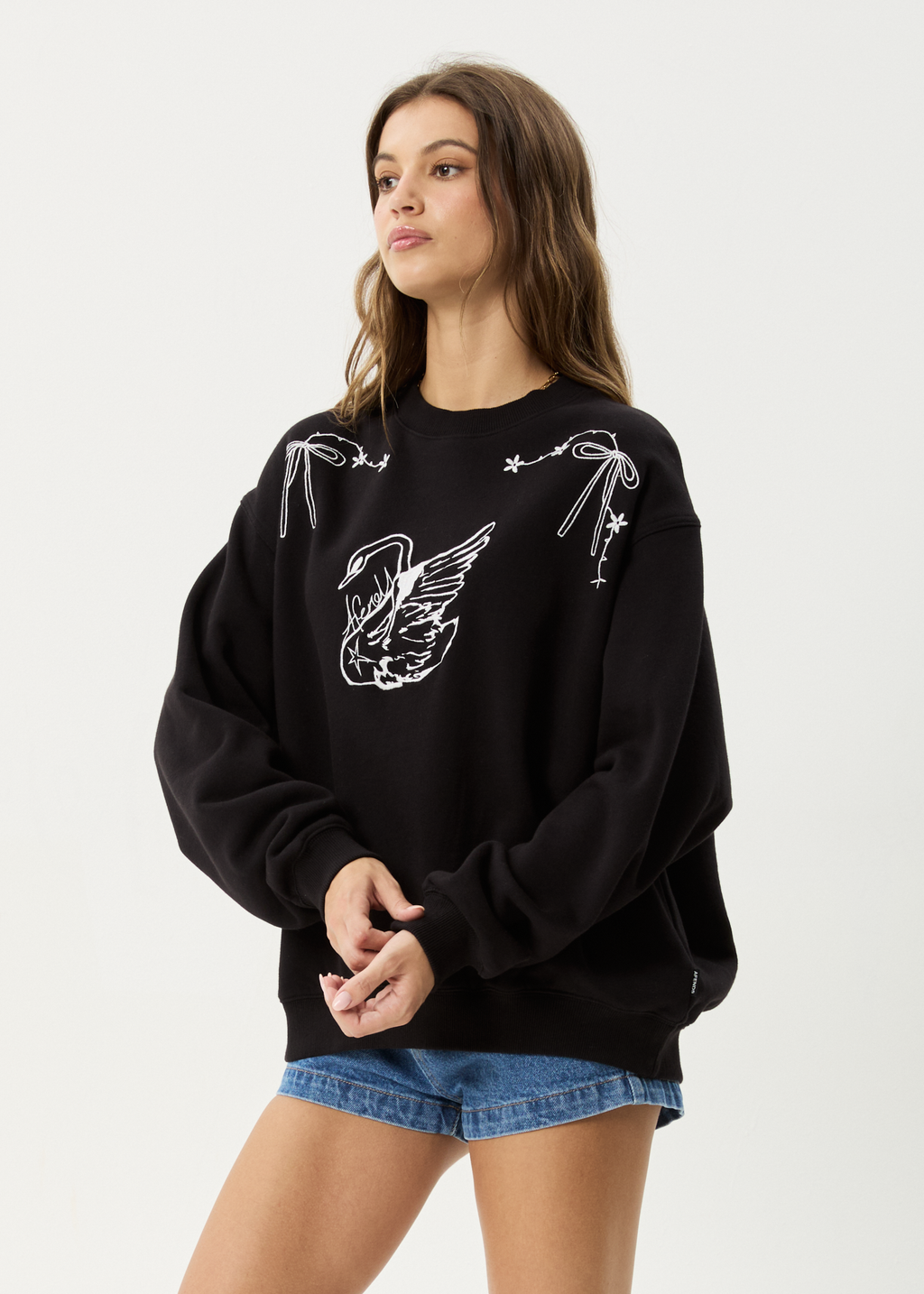 AFENDS Womens Cygnet - Crew Neck Jumper - Black