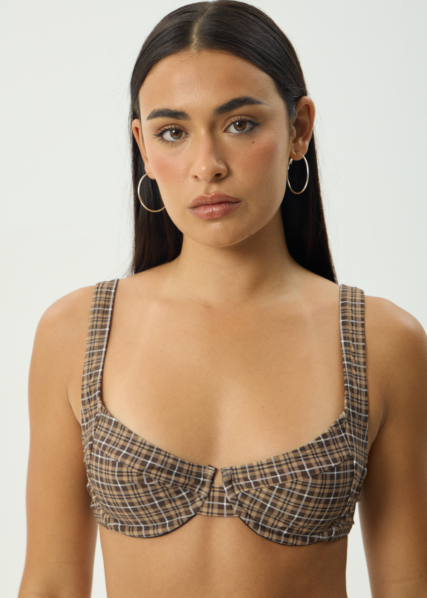 AFENDS Womens Hometown - Bikini Top - Coffee / White