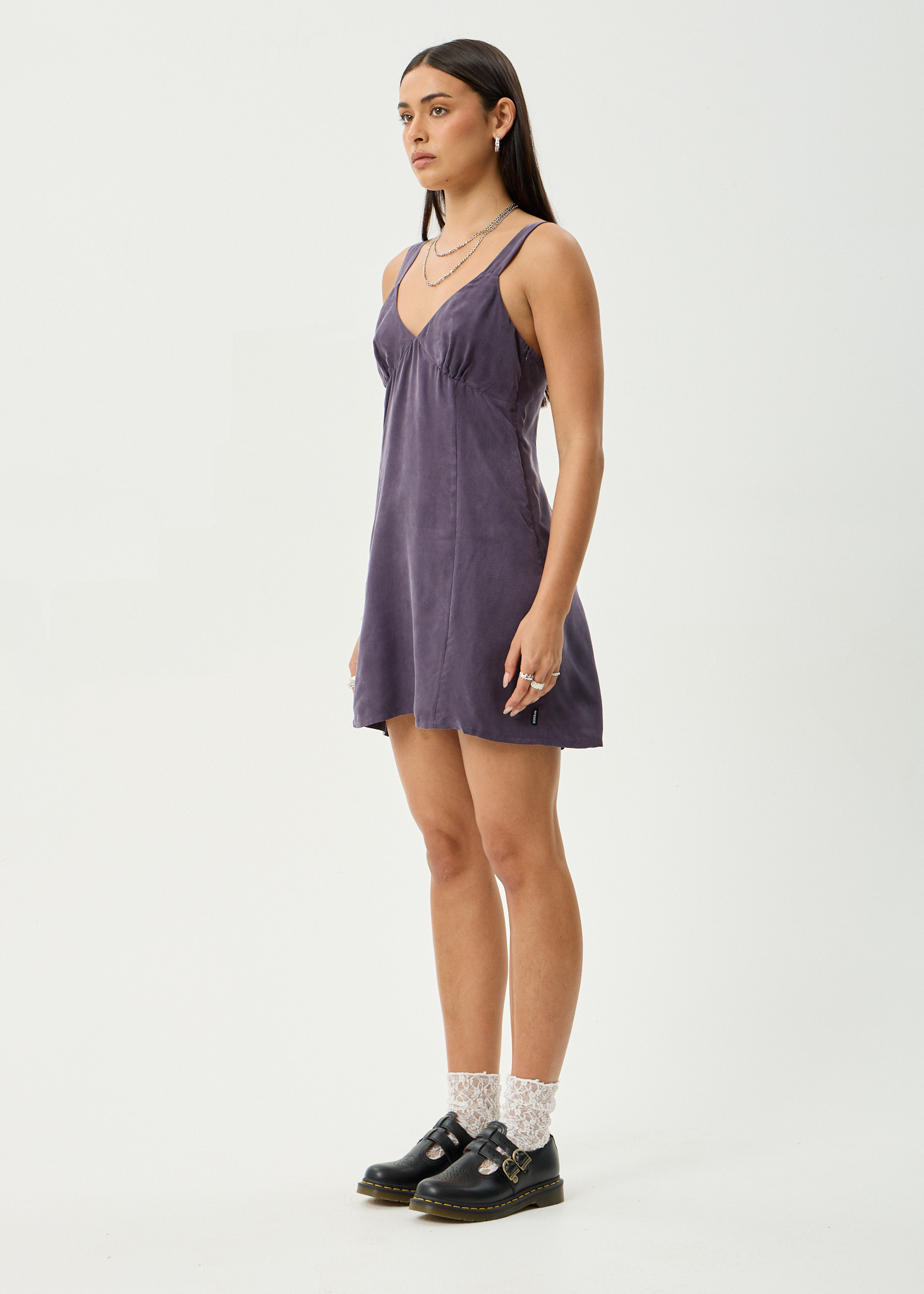 AFENDS Womens Gerry - Cupro Mini Dress - Aubergine