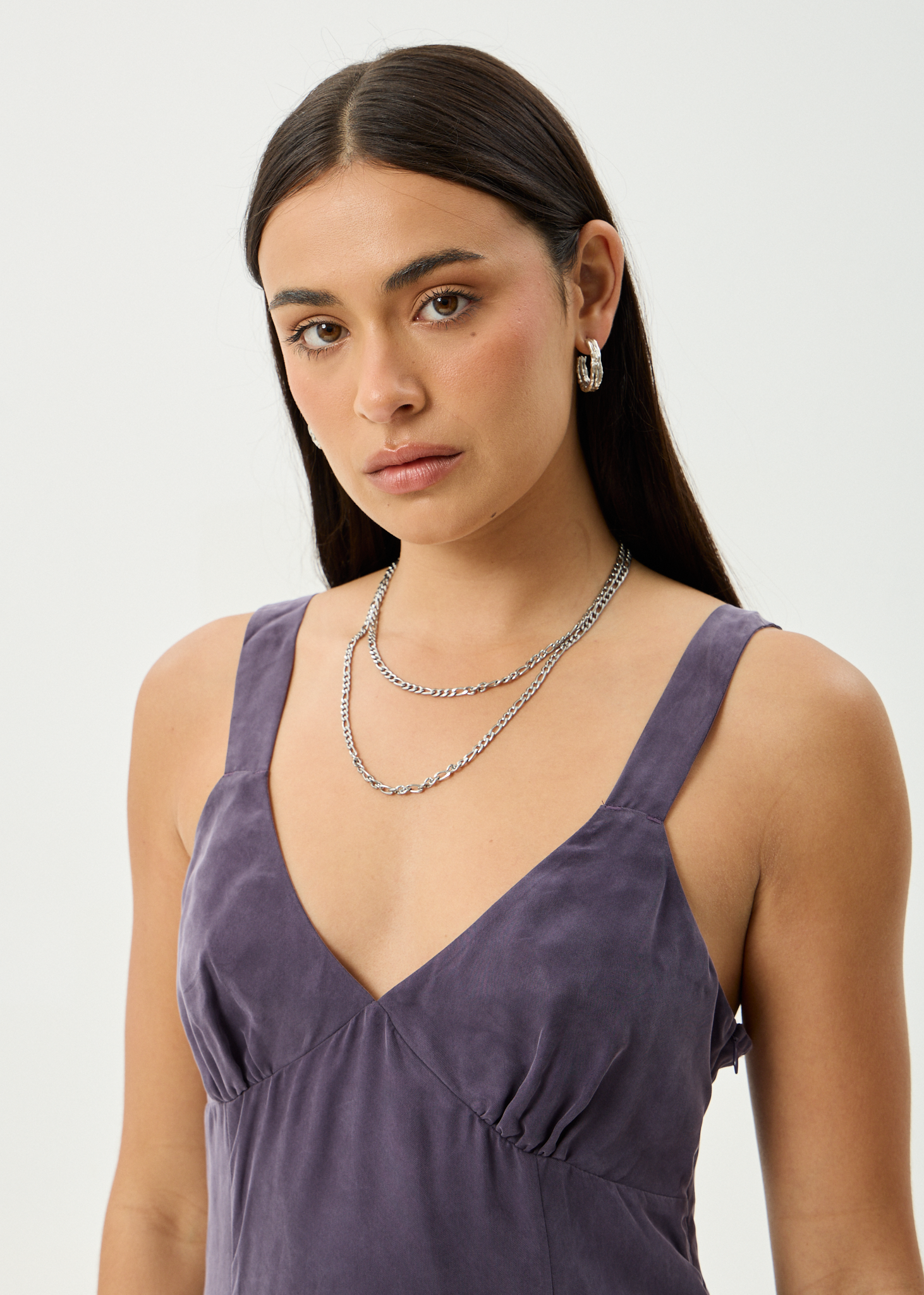 AFENDS Womens Gerry - Cupro Mini Dress - Aubergine