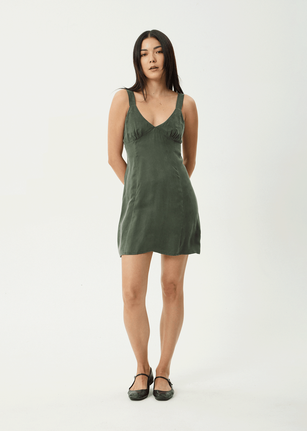 AFENDS Womens Gerry - Cupro Mini Dress - Deep Green