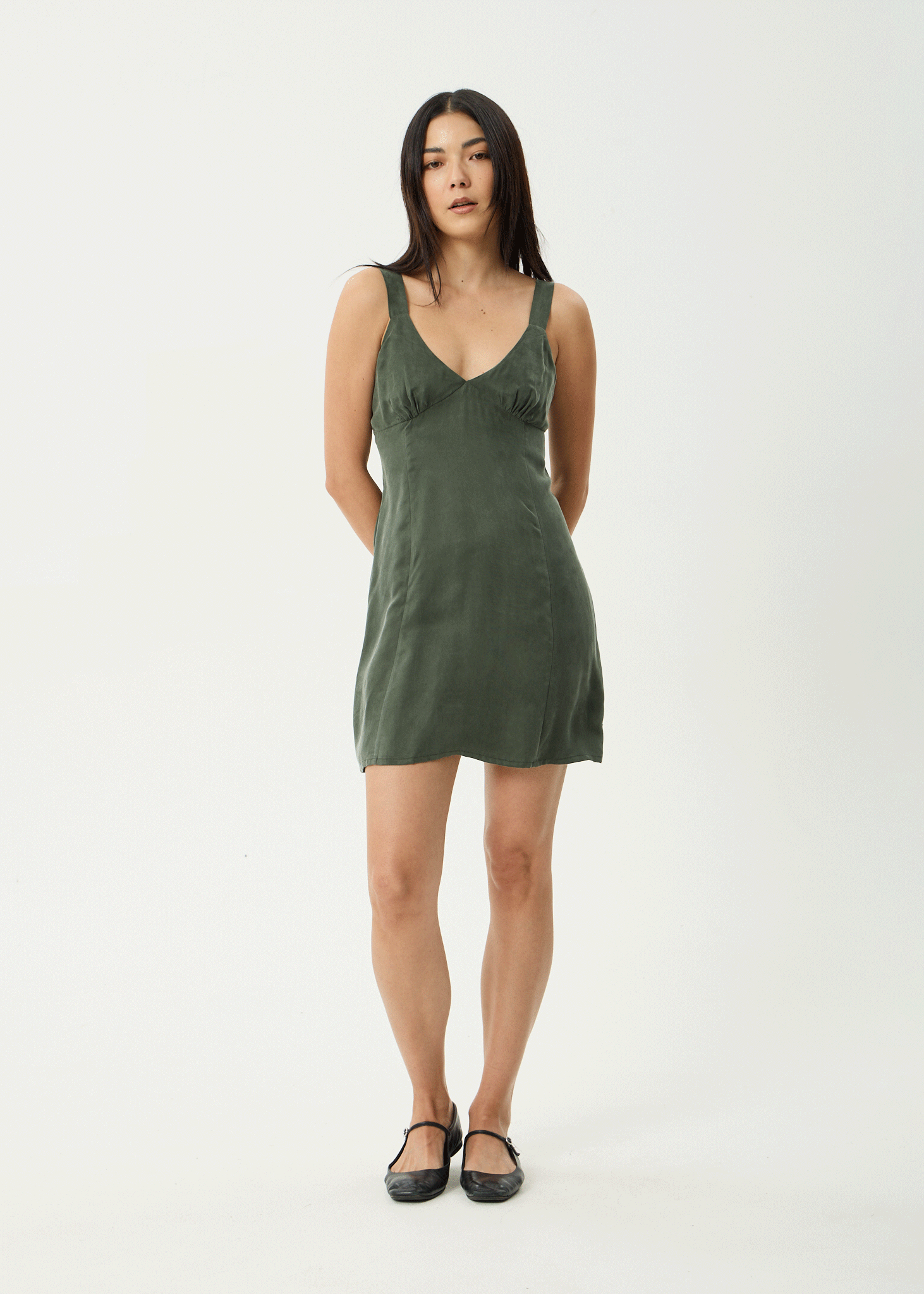 AFENDS Womens Gerry - Cupro Mini Dress - Deep Green