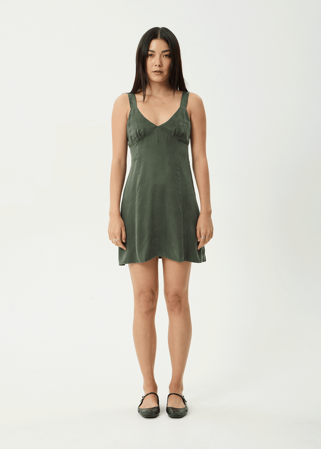 AFENDS Womens Gerry - Cupro Mini Dress - Deep Green