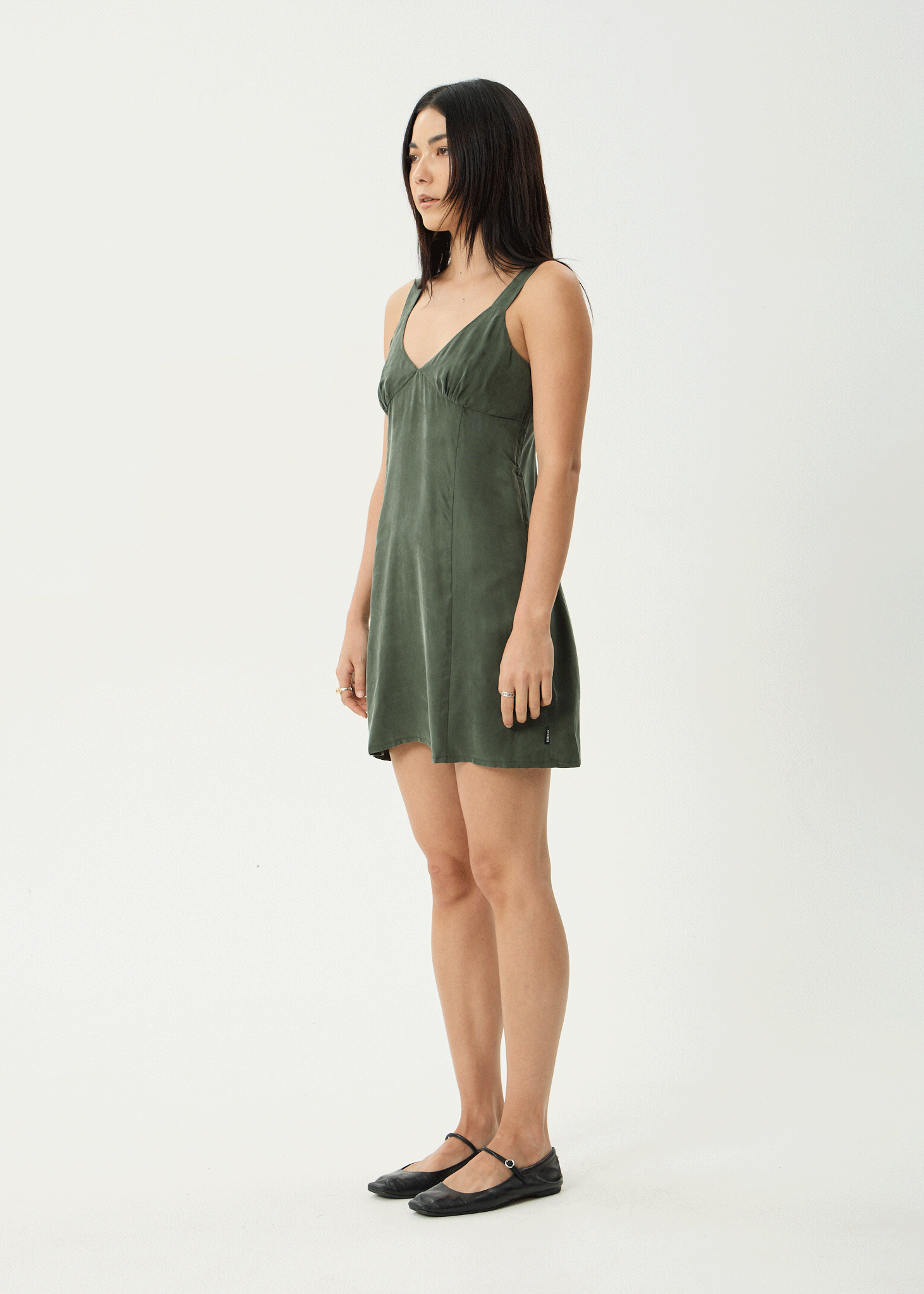 AFENDS Womens Gerry - Cupro Mini Dress - Deep Green