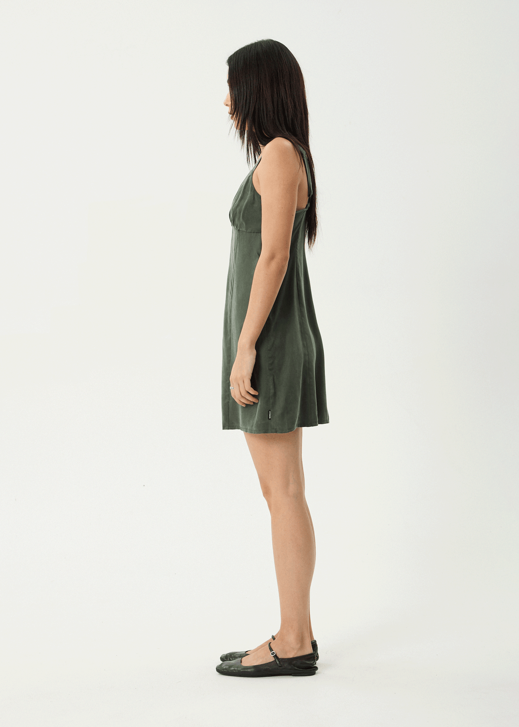 AFENDS Womens Gerry - Cupro Mini Dress - Deep Green