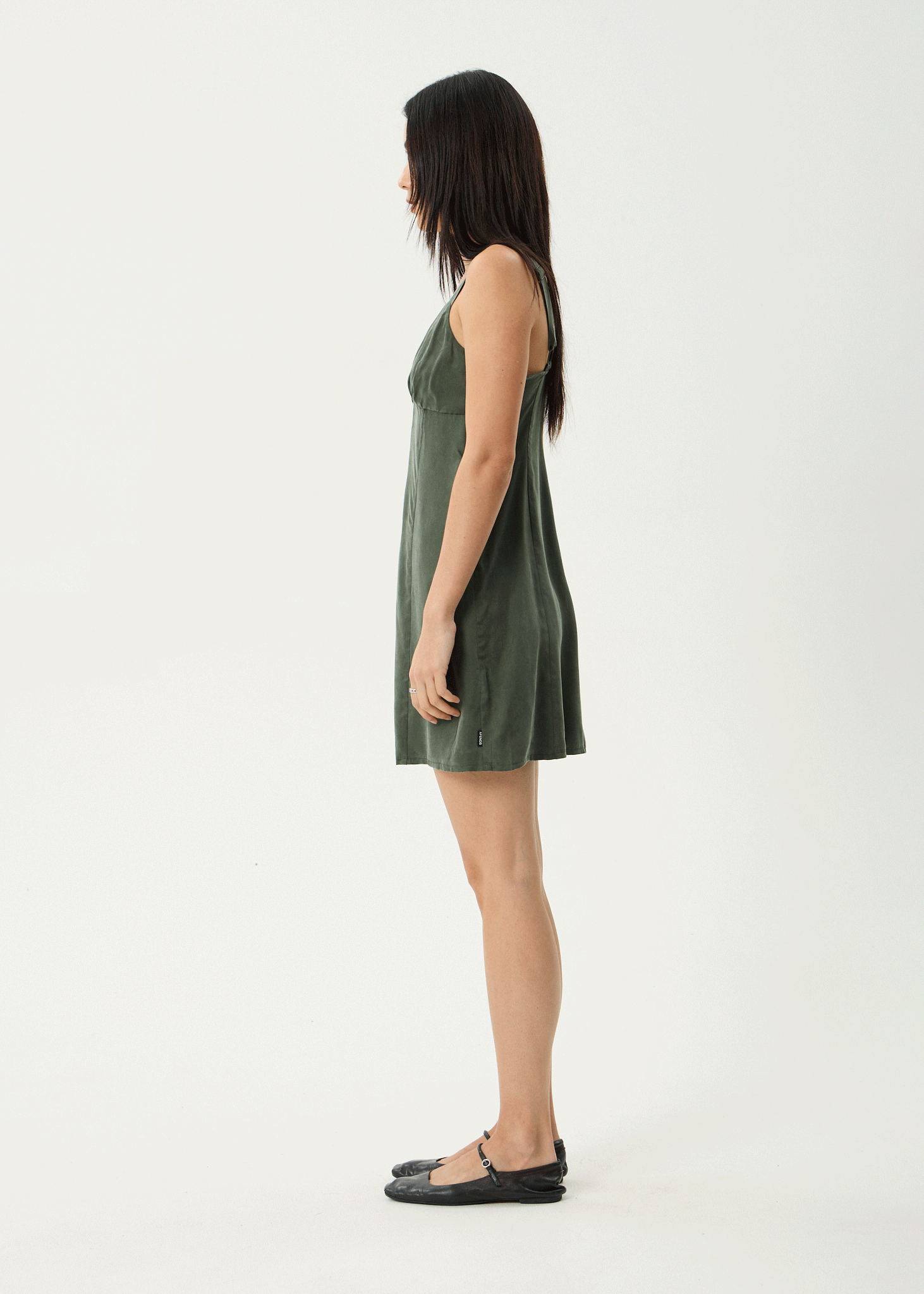 AFENDS Womens Gerry - Cupro Mini Dress - Deep Green