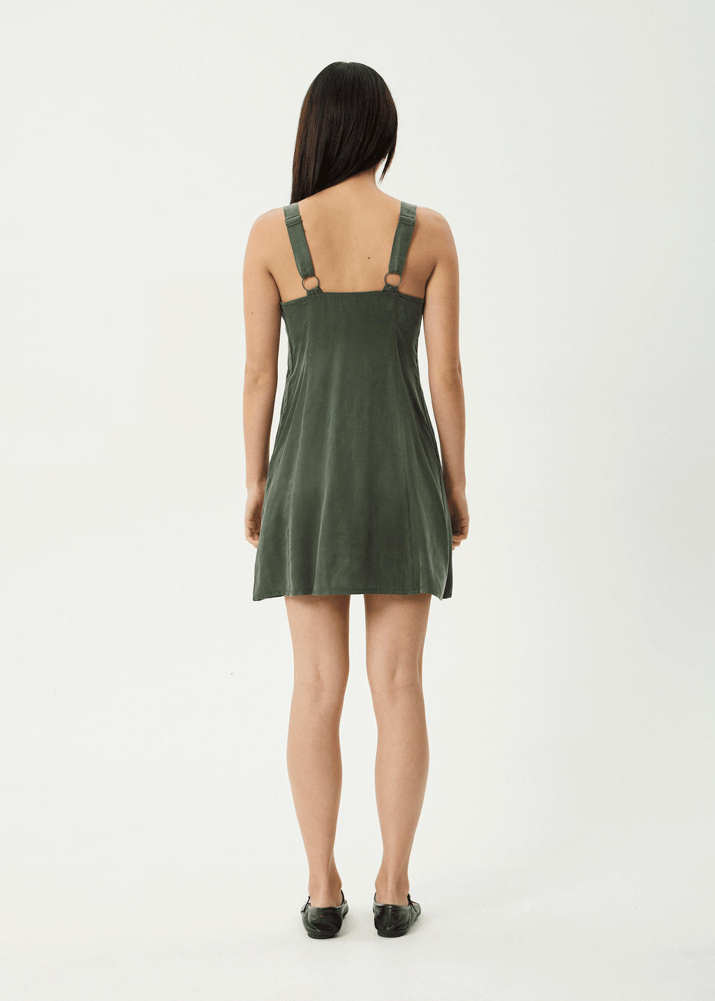 AFENDS Womens Gerry - Cupro Mini Dress - Deep Green