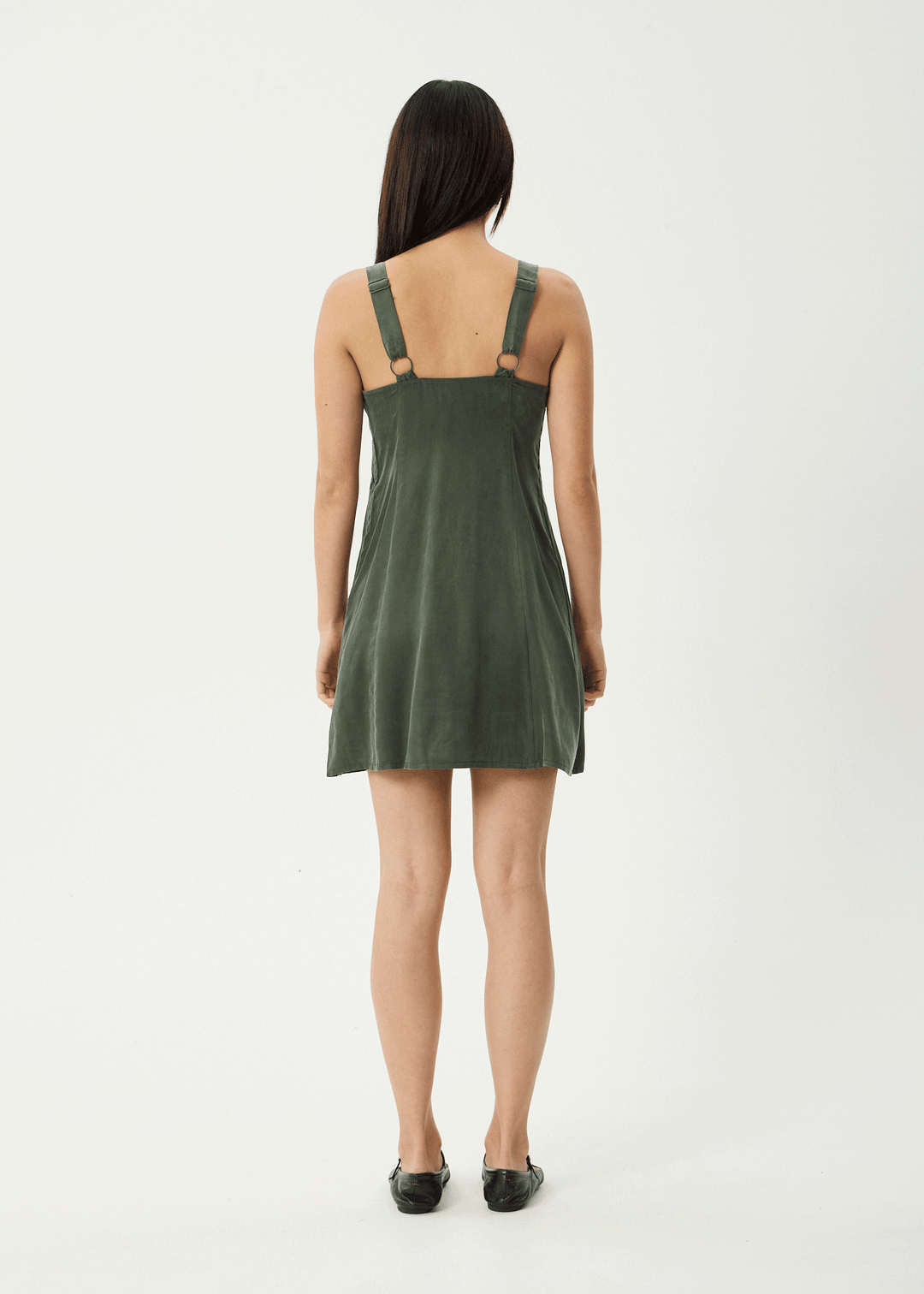 AFENDS Womens Gerry - Cupro Mini Dress - Deep Green