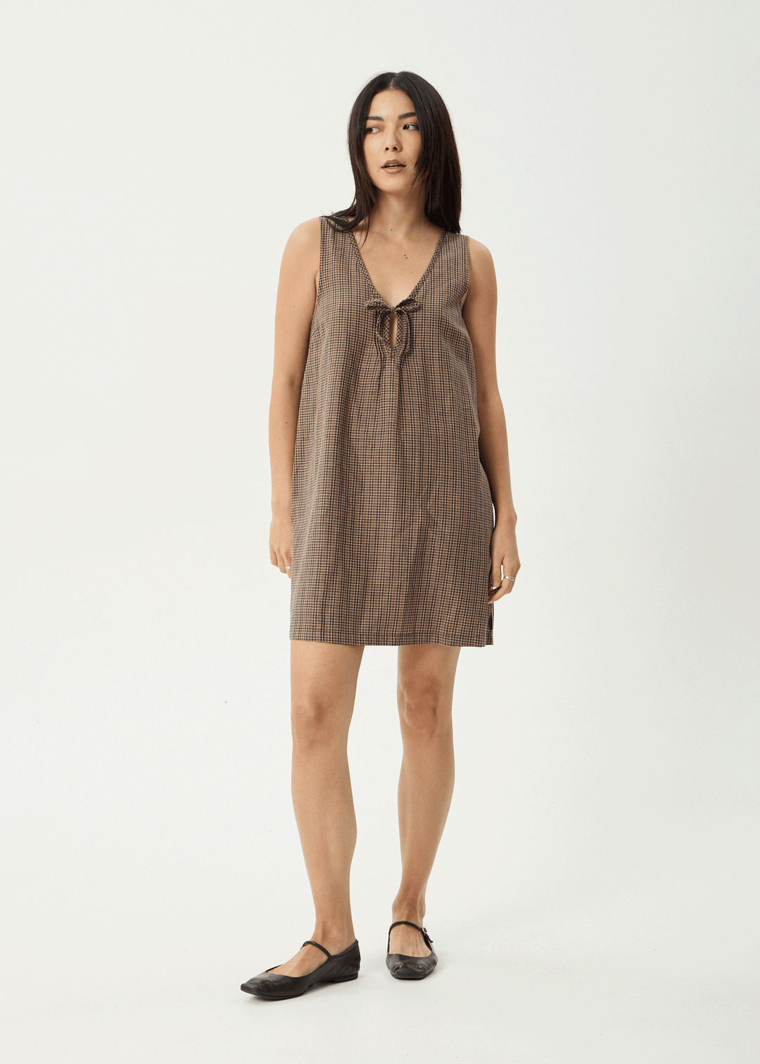 AFENDS Womens Hometown Michi - Mini Dress - Coffee