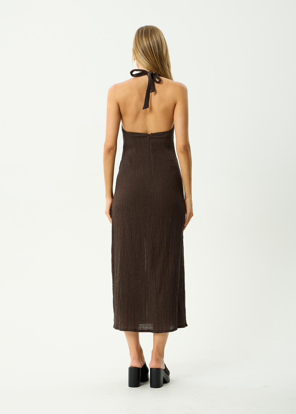AFENDS Womens Andy - Hemp Halter Maxi Dress - Coffee
