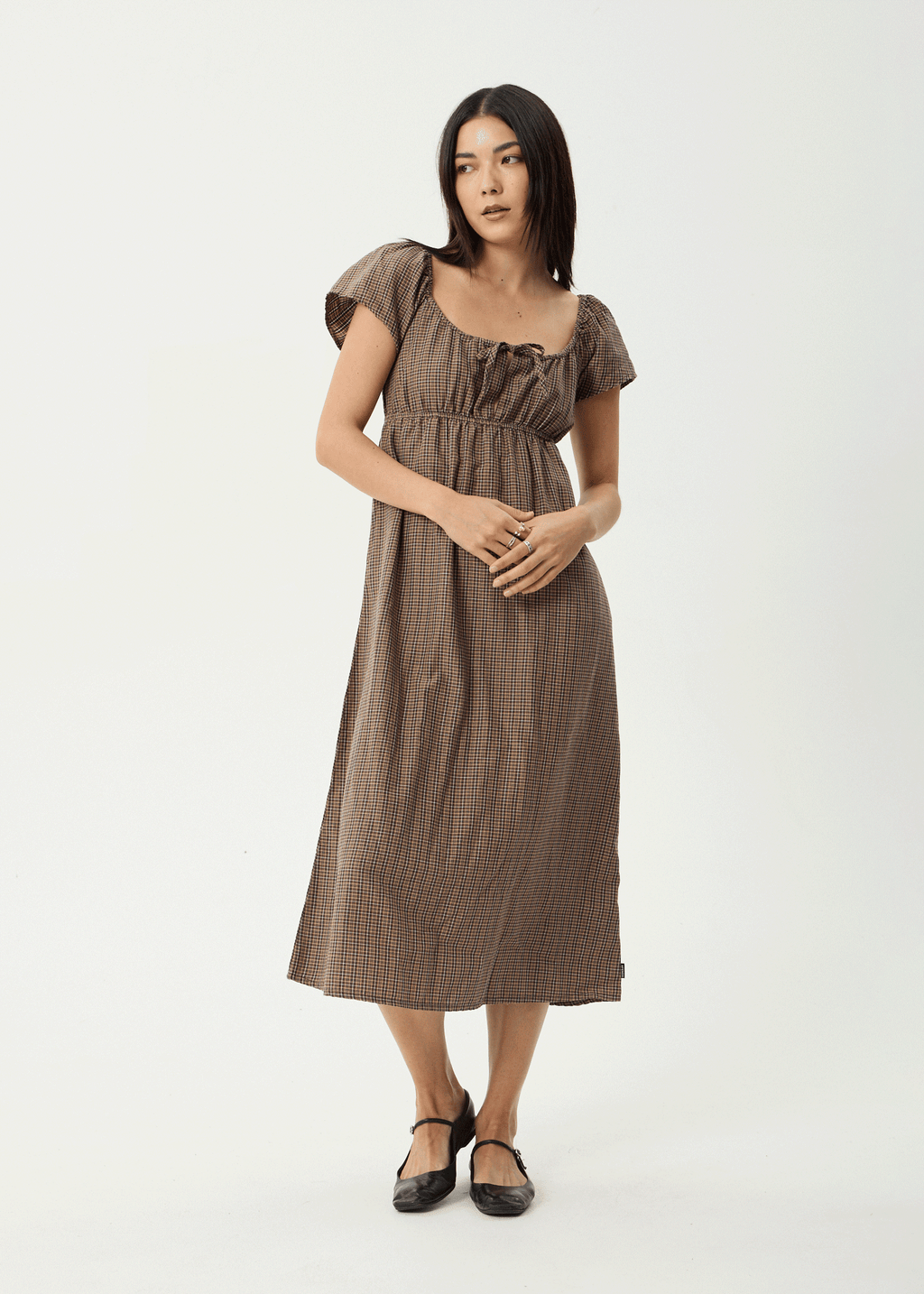 AFENDS Womens Hometown - Midi Dress - Coffee