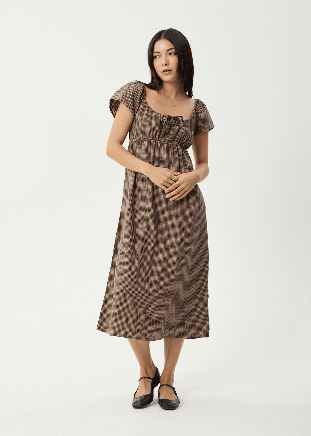 AFENDS Womens Hometown - Midi Dress - Coffee