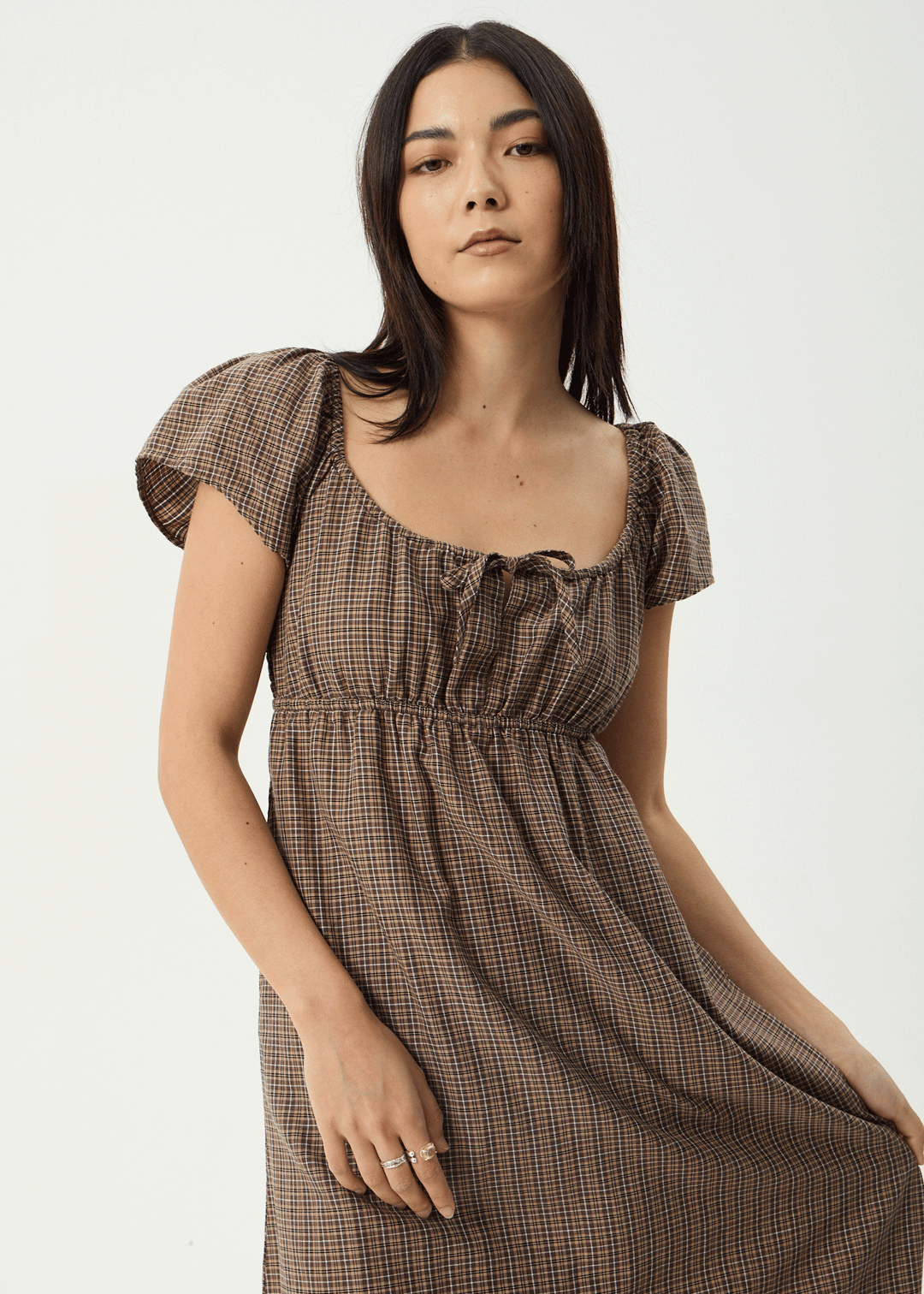 AFENDS Womens Hometown - Midi Dress - Coffee