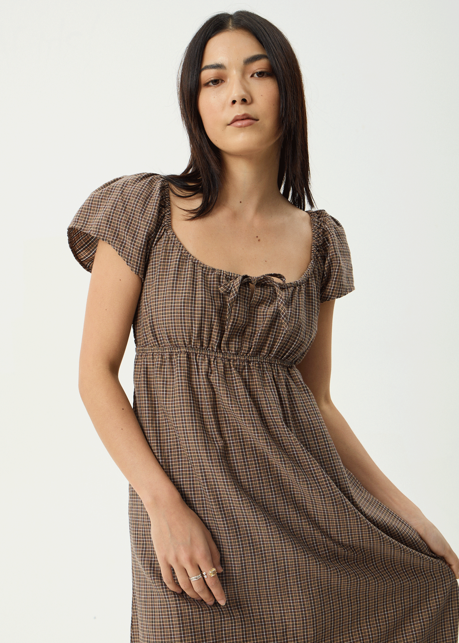 AFENDS Womens Hometown - Midi Dress - Coffee