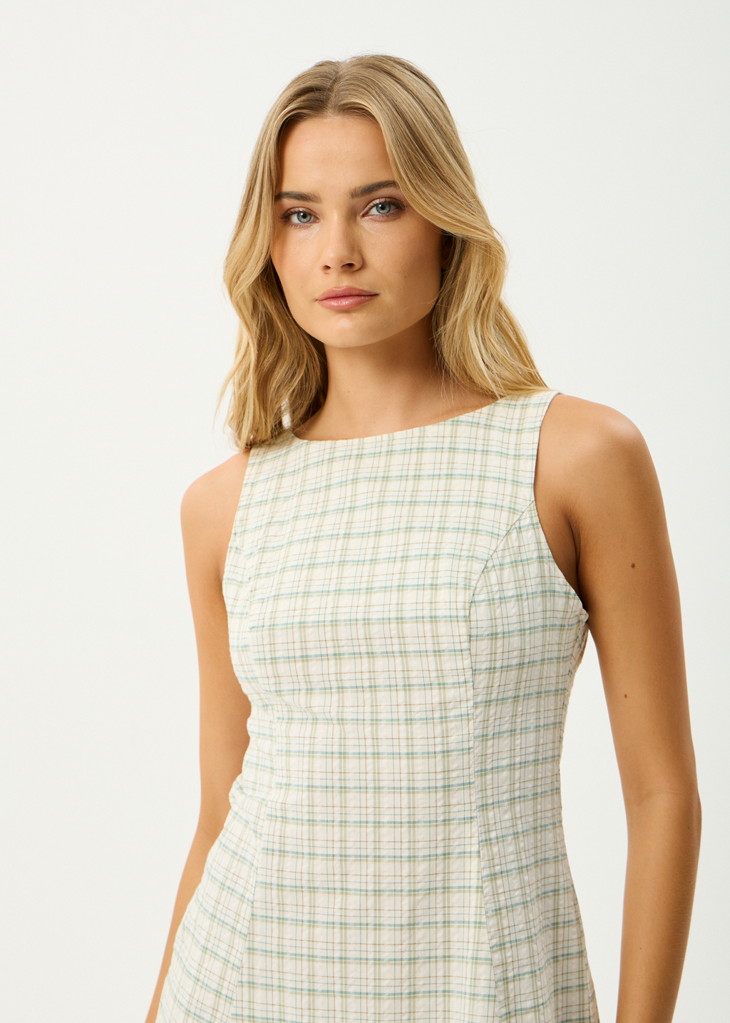AFENDS Womens Legacy - Seersucker Mini Dress - Boa Check