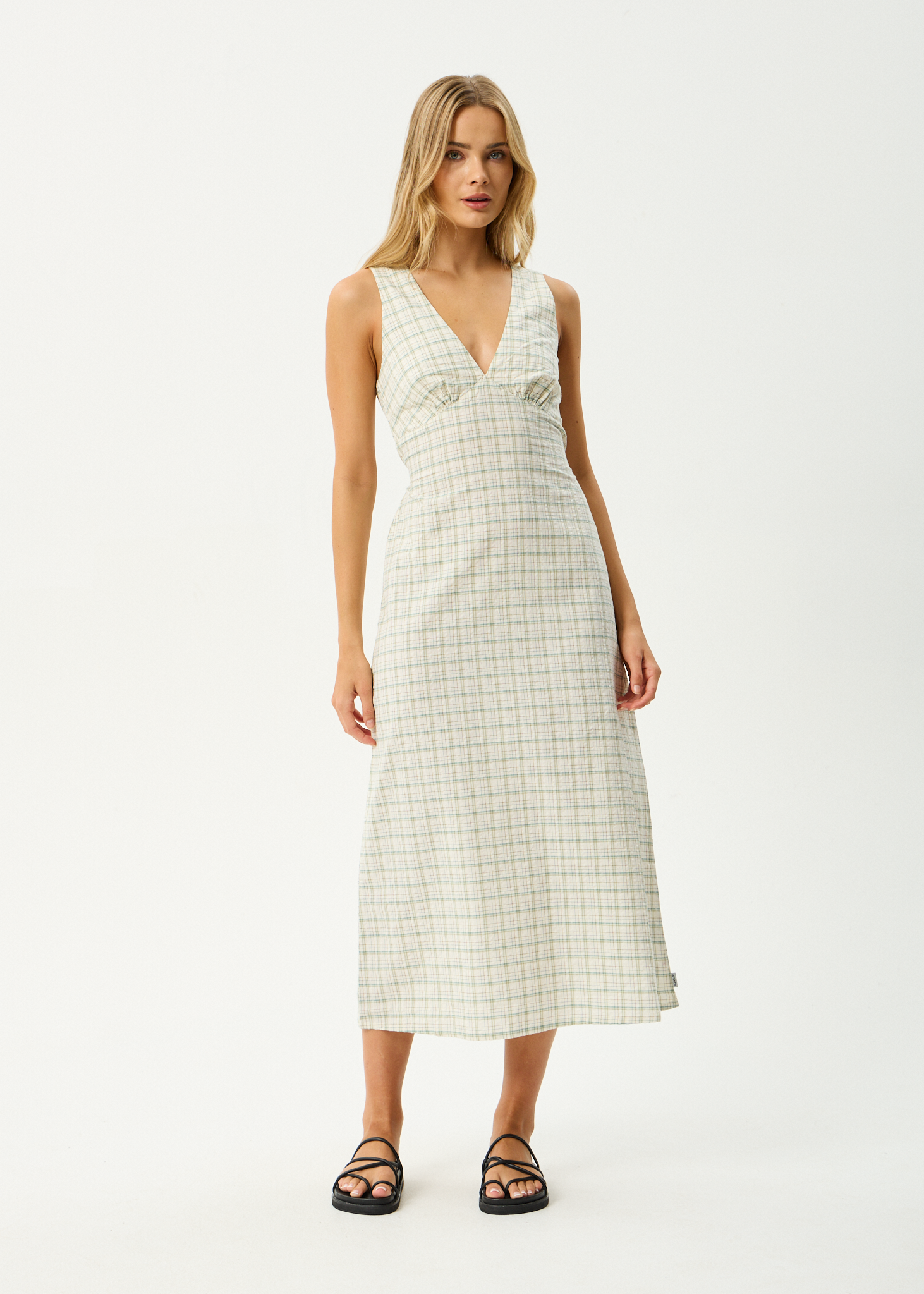 AFENDS Womens Legacy - Seersucker Maxi Dress - Boa Check