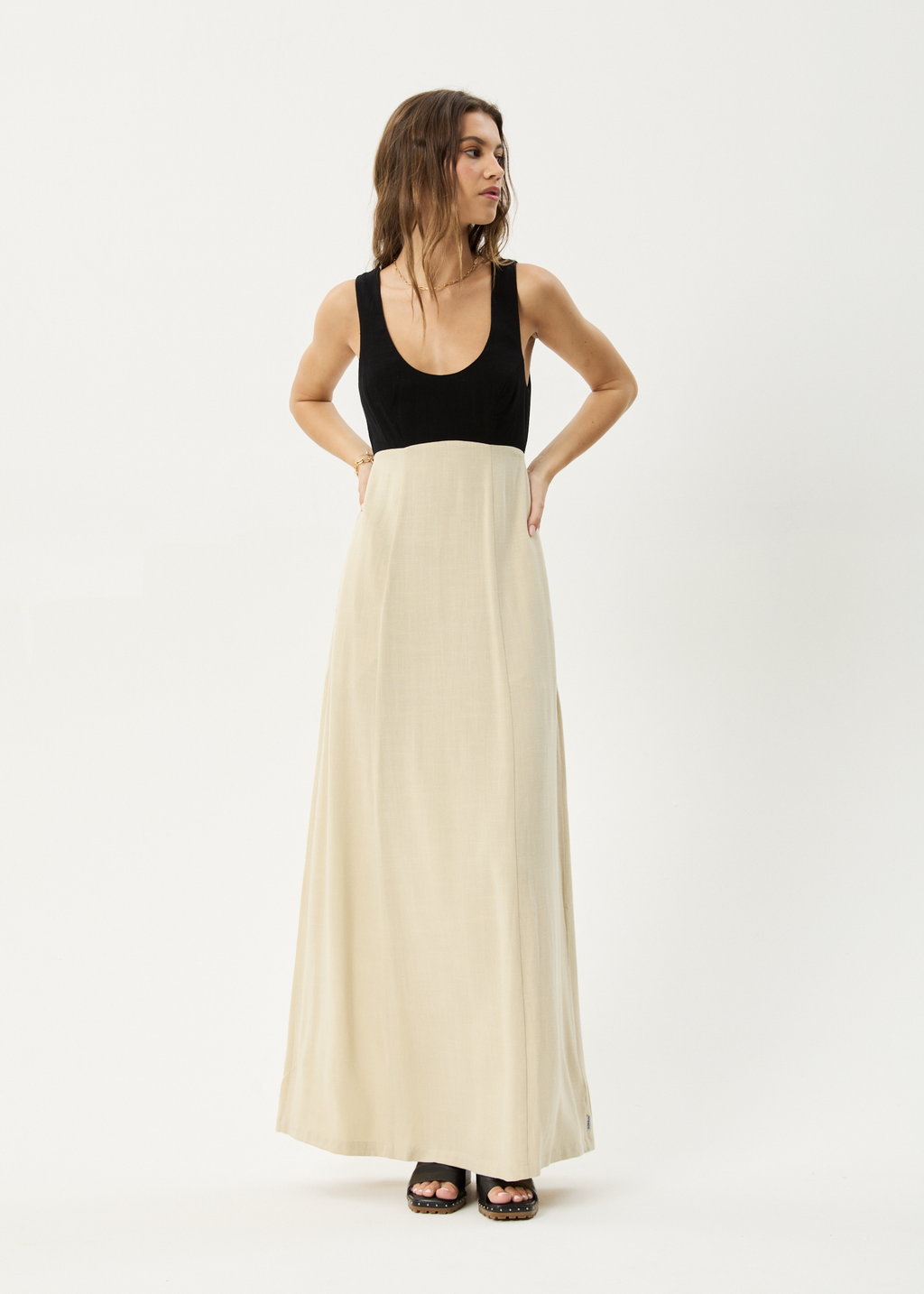 AFENDS Womens Charlotte - Maxi Dress - Biscuit / Black