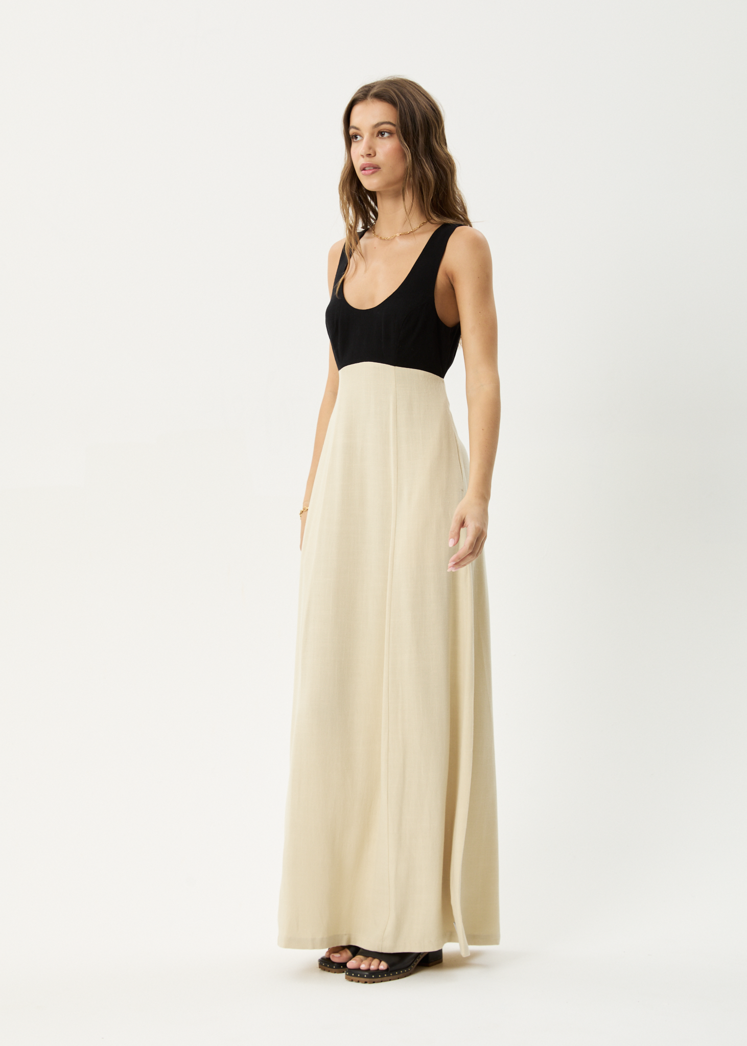AFENDS Womens Charlotte - Maxi Dress - Biscuit / Black