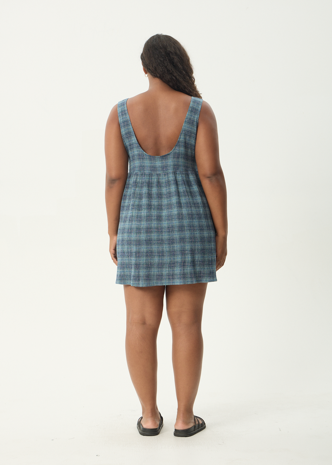 AFENDS Womens Position Jesse - Seersucker Mini Dress - Navy Check
