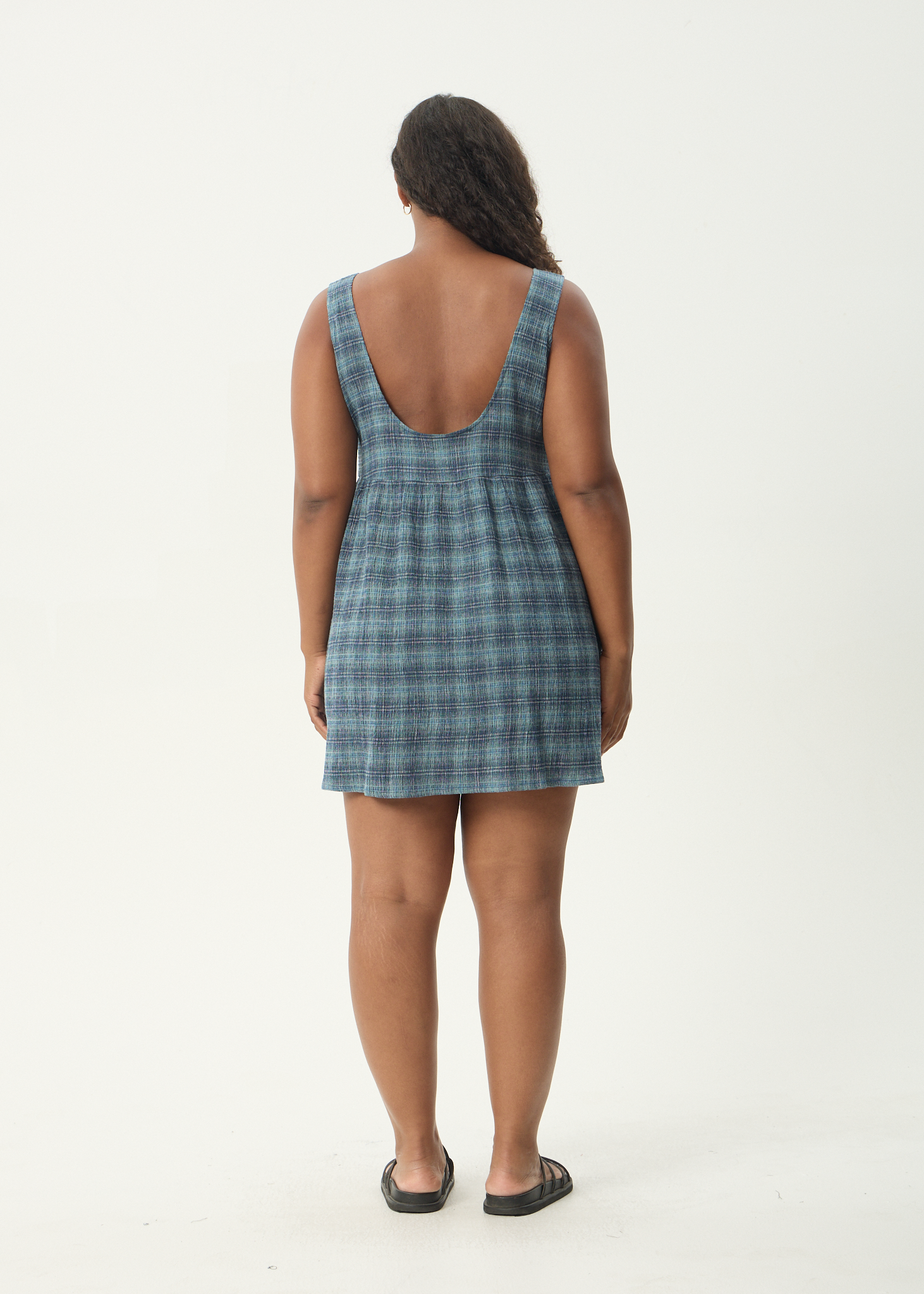AFENDS Womens Jesse - Seersucker Mini Dress - Navy Check