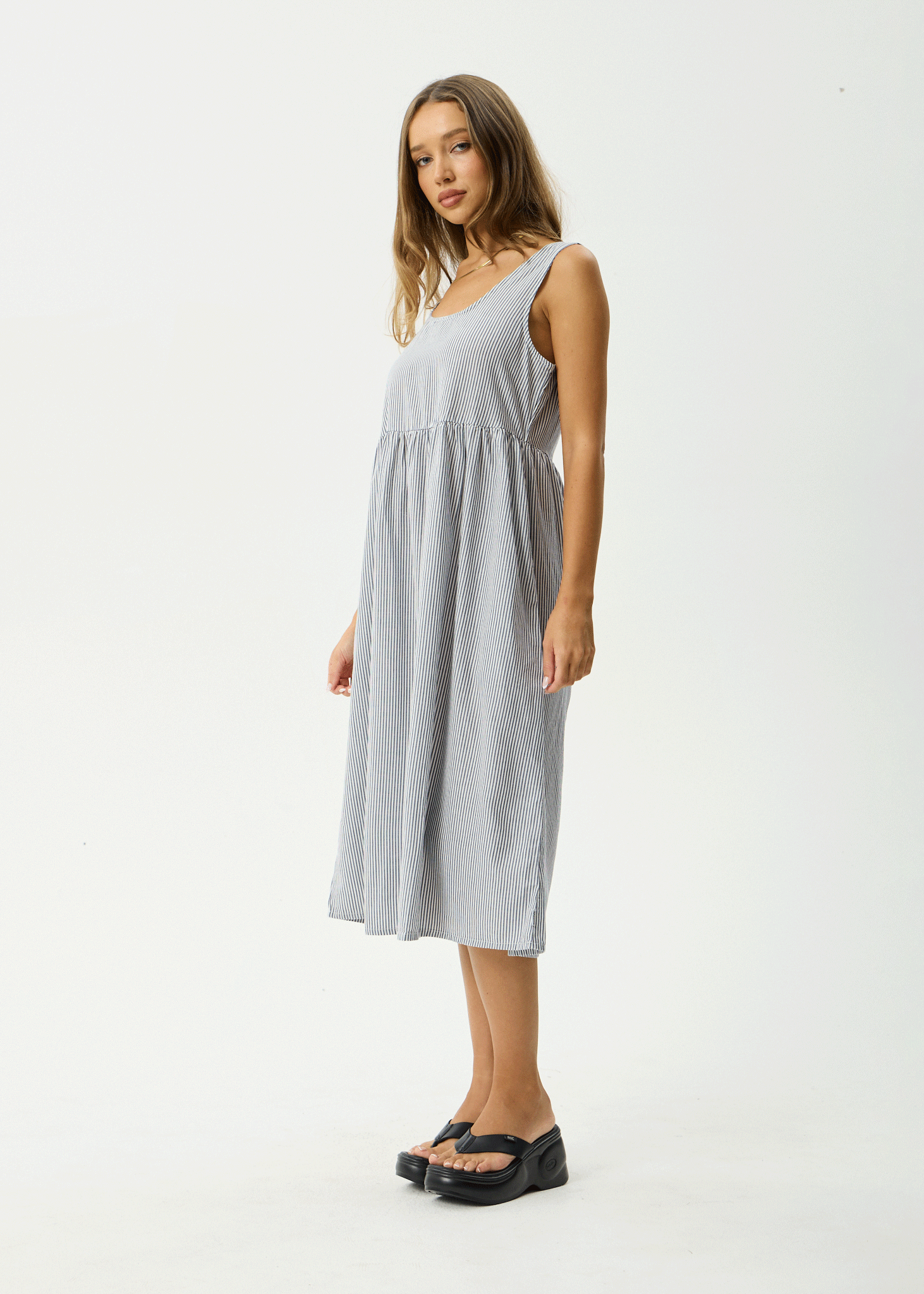 AFENDS Womens Intergalactic - Midi Dress - Navy Stripe