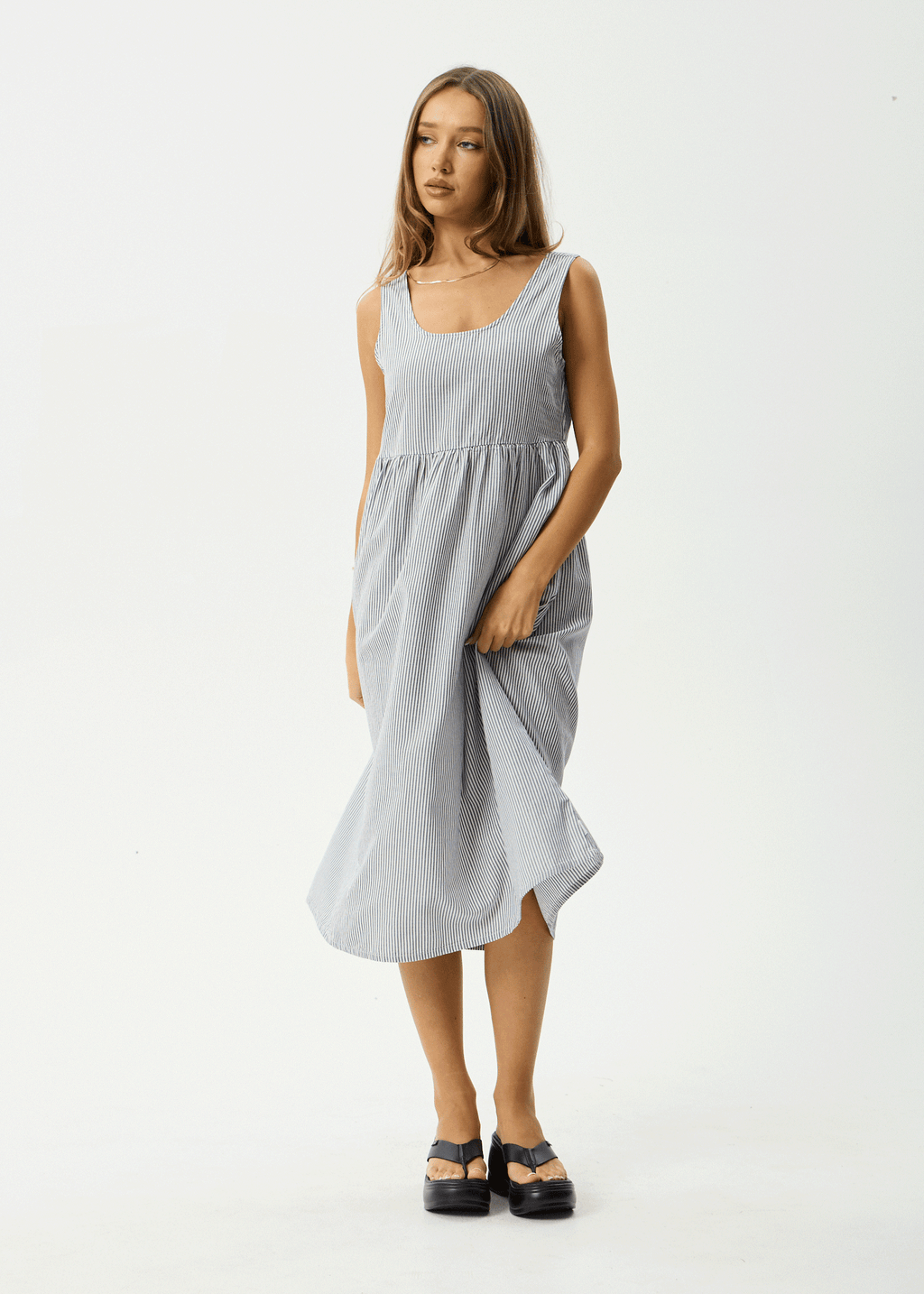 AFENDS Womens Intergalactic - Midi Dress - Navy Stripe