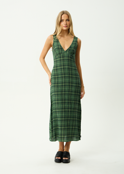 AFENDS Womens Lonnie - Seersucker Maxi Dress - Hunter Green