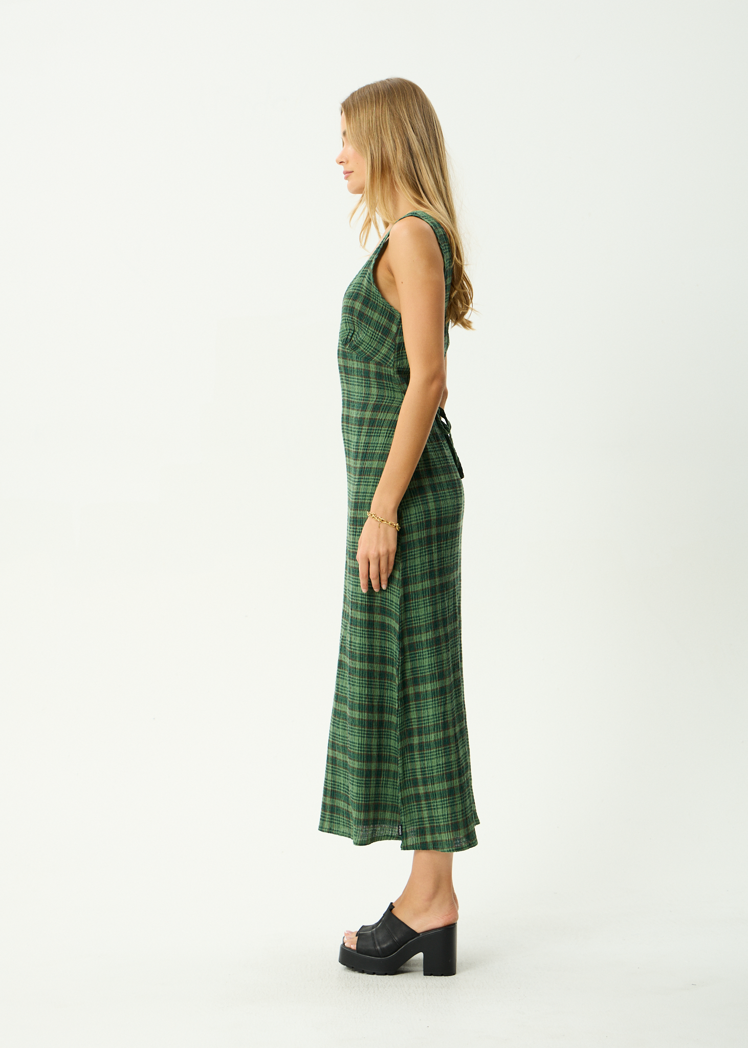 AFENDS Womens Lonnie - Seersucker Maxi Dress - Hunter Green