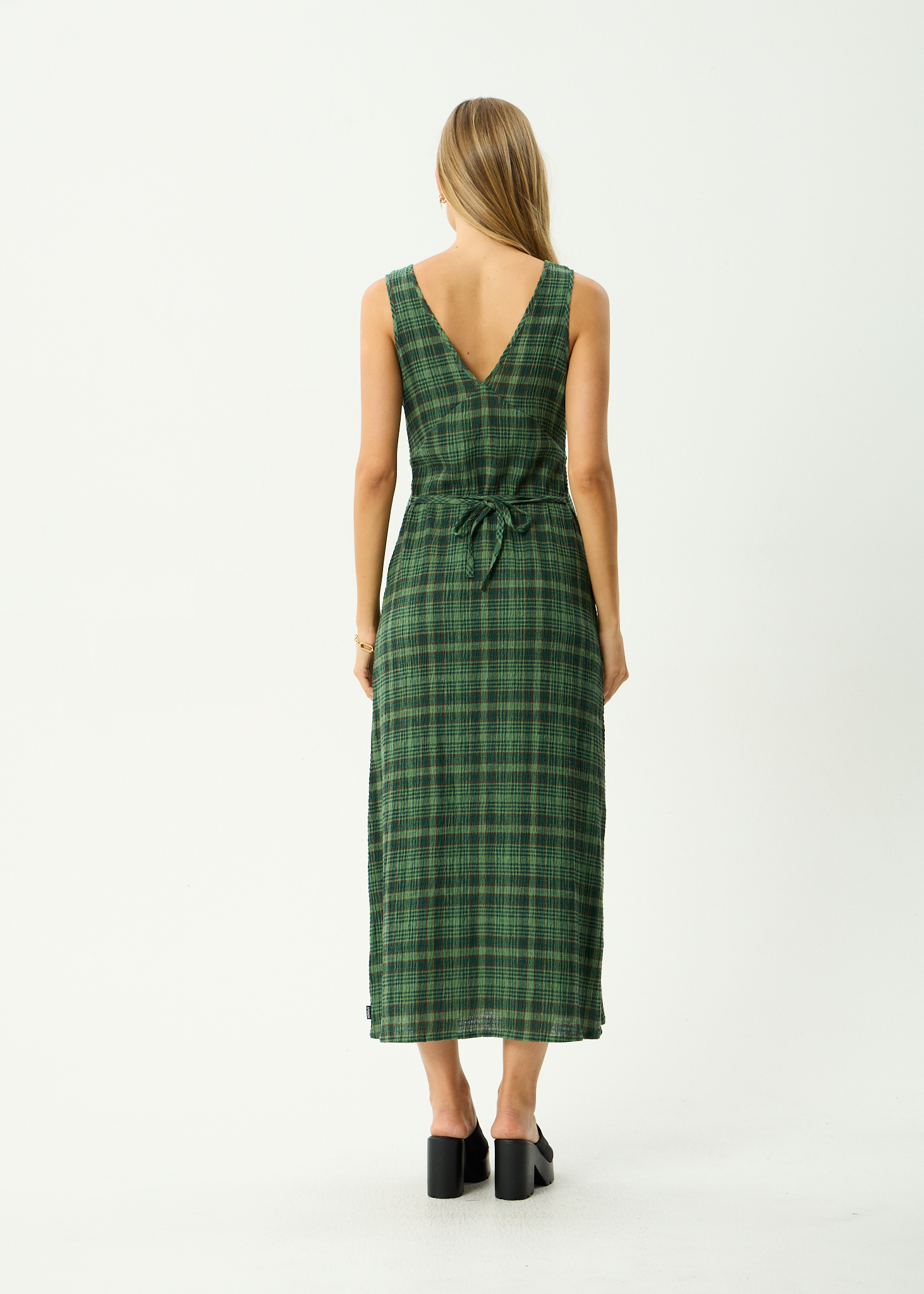 AFENDS Womens Lonnie - Seersucker Maxi Dress - Hunter Green