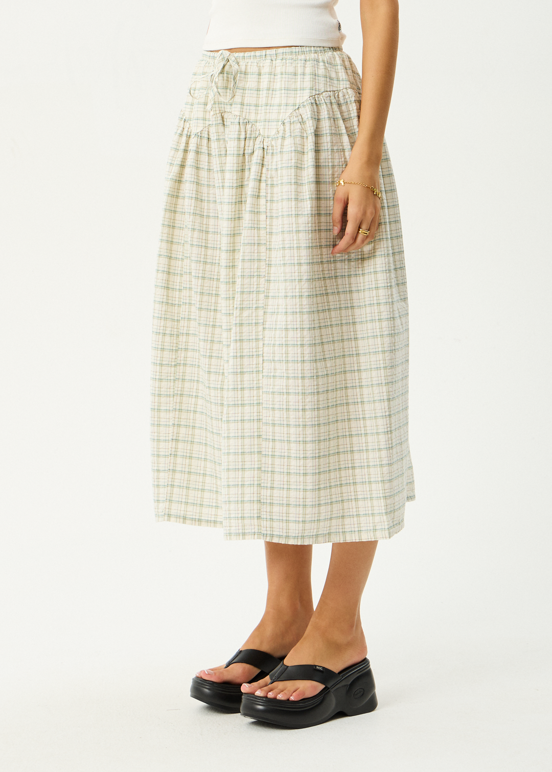 AFENDS Womens Legacy - Check Midi Skirt - Boa Check