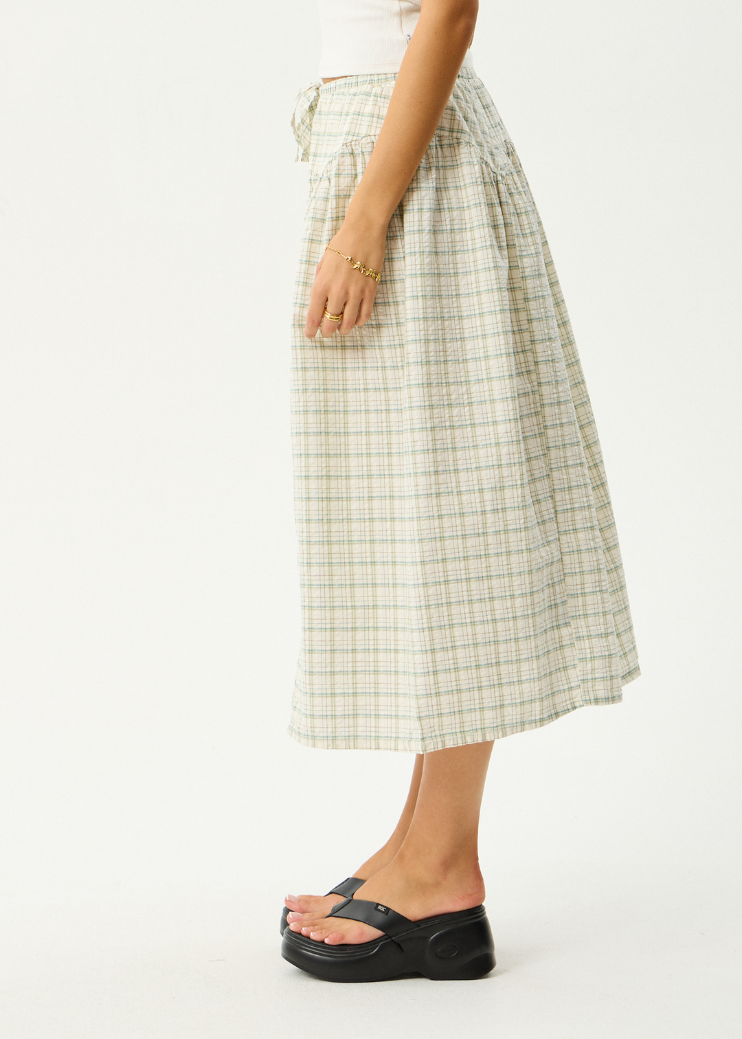 AFENDS Womens Legacy - Check Midi Skirt - Boa Check
