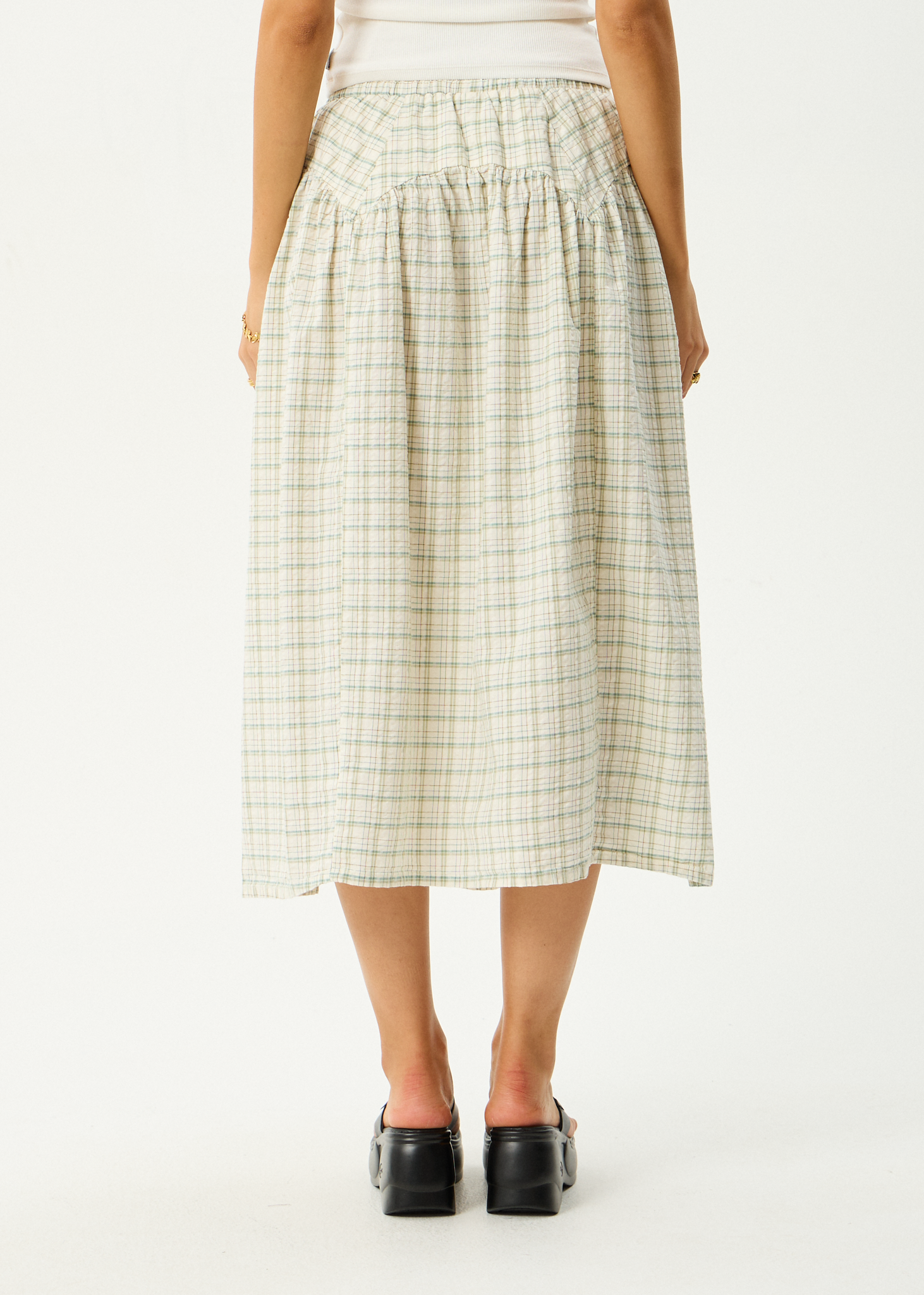 AFENDS Womens Legacy - Check Midi Skirt - Boa Check