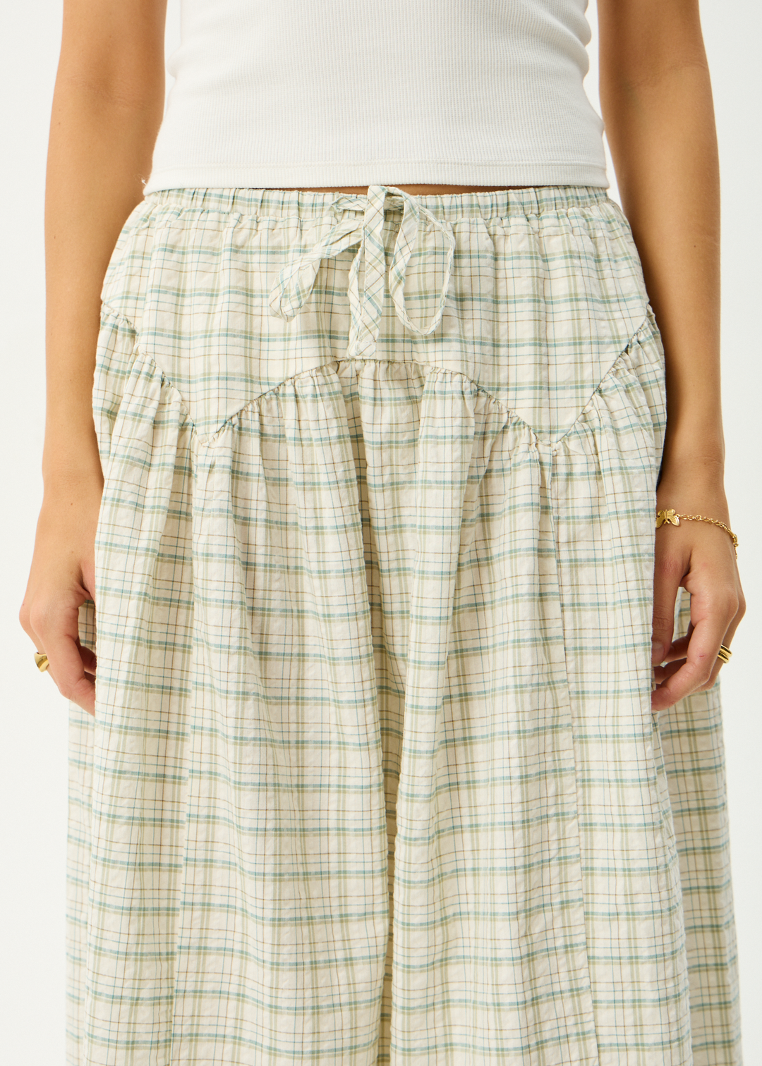 AFENDS Womens Legacy - Check Midi Skirt - Boa Check